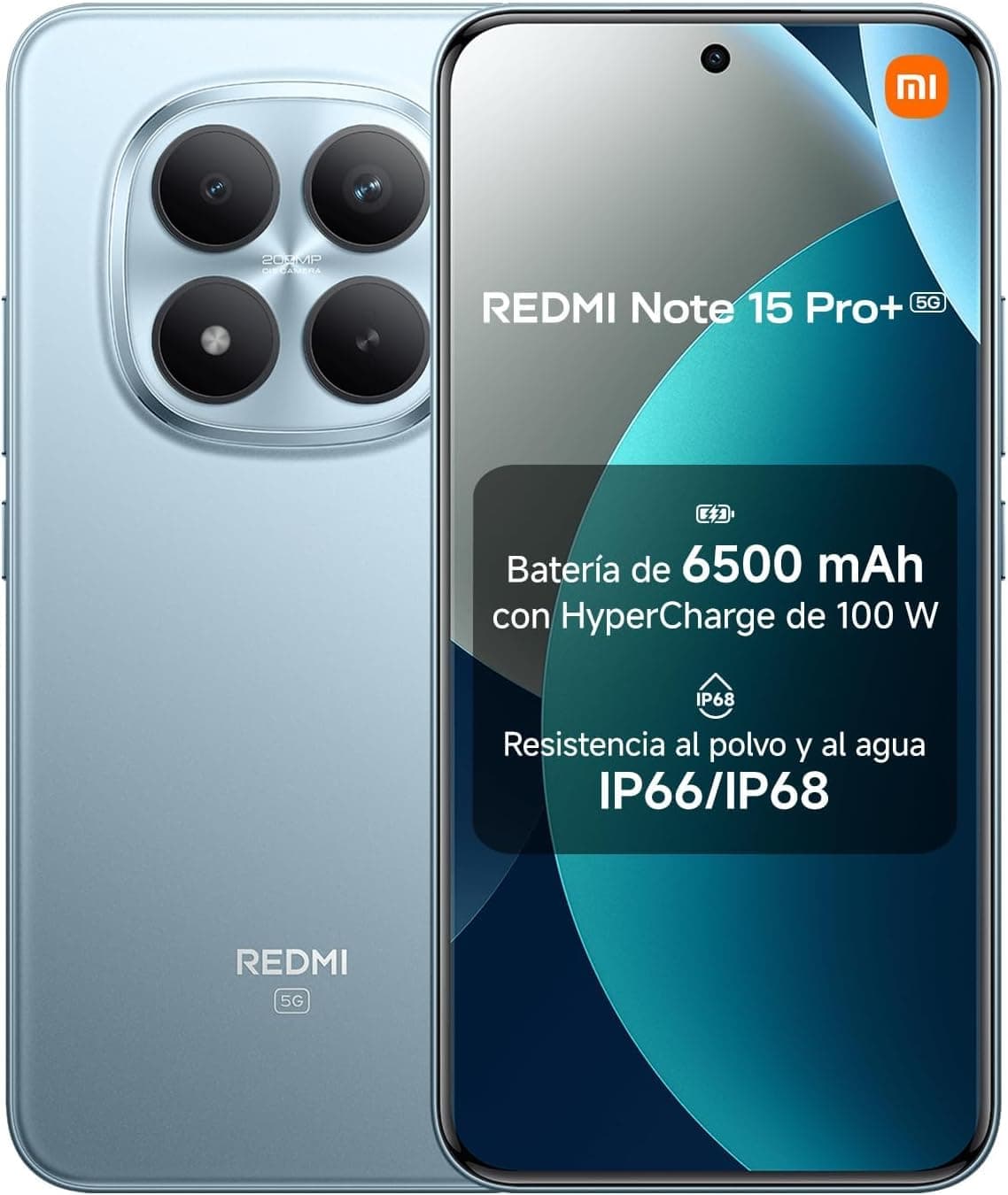 XIAOMI REDMI Note 15 Pro+ 5G Smartphone - 12+512GB, 6.83" AMOLED Display, 1.5K AMOLED Screen, Snapdragon 7s Gen 4, 200MP Camera, Azul Glaciar