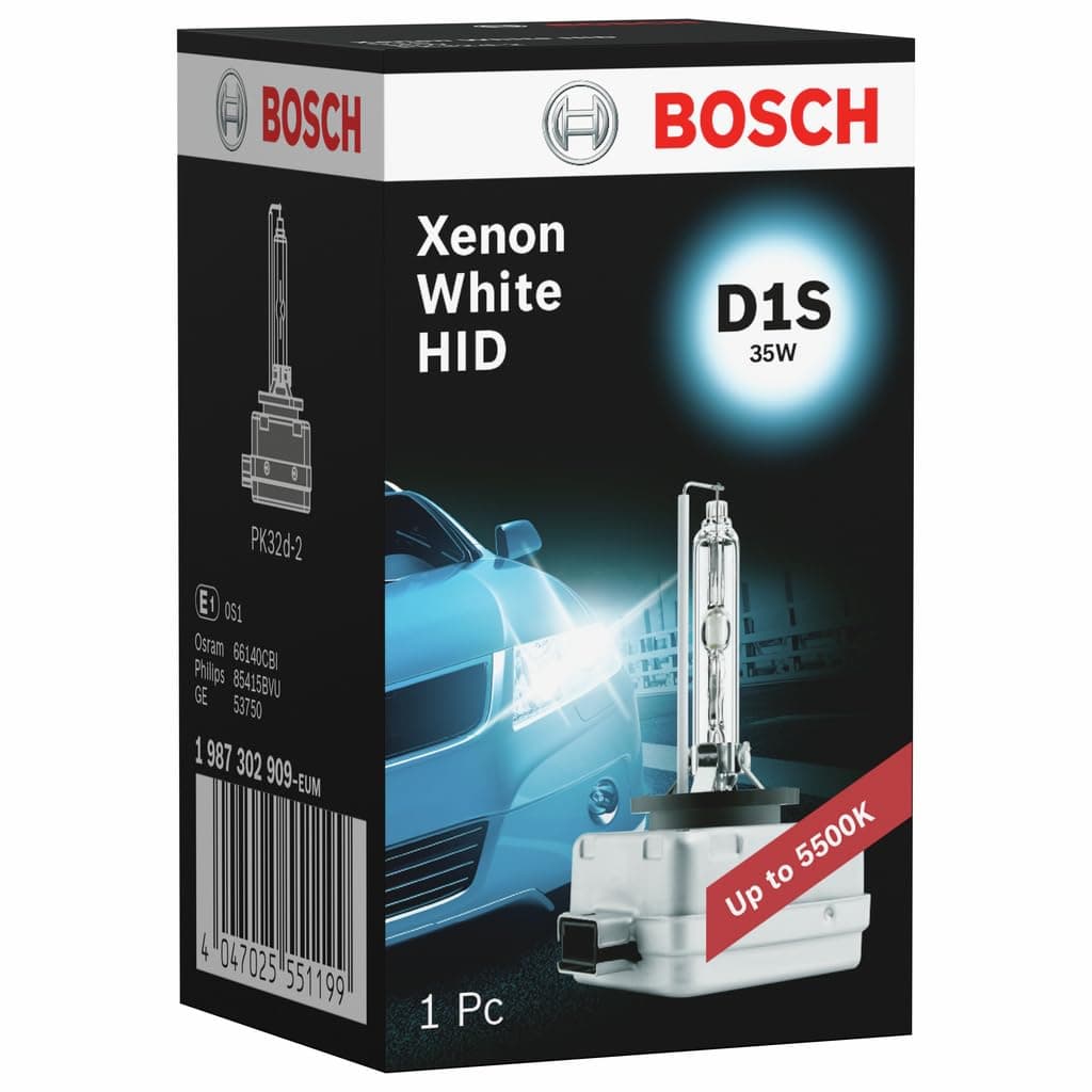 Bosch D1S Bombilla de Xenón HID White para Faro Delantero, 35 W, 250% Más Luz que las Bombillas Halógenas - Casquillo Tipo PK32d-2 - Recambio de Luz para Coche, Paquete de 1 Bombilla