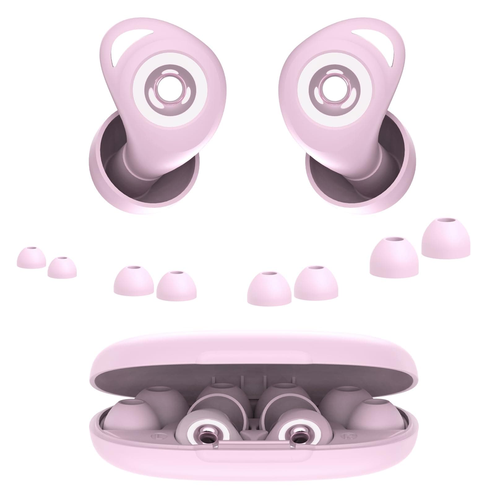 Tapones Oidos Ruido Dormir, Cancelación de Ruido de 45 dB, Tapones Oidos Rreutilizables de Silicona Blanda, 4 Tamaños (XS/S/M/L), Tapones Adecuados para Dormir, Viajar, Concentrarse o Concierto, Rosa