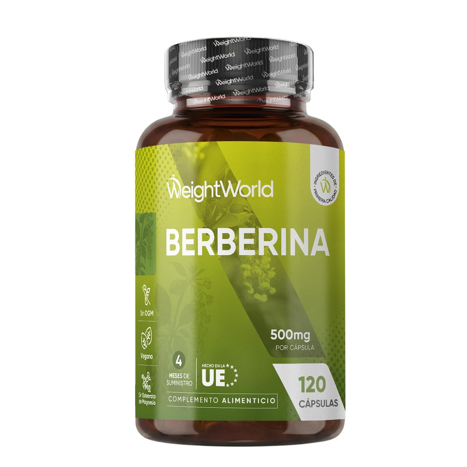 Berberina 500mg - 120 Cápsulas, 85% de Berberina Rica en Alcaloides | Para 4 Meses de Suministro - Suplemento de Berberine Apto para Veganos, Sin Alérgenos, Sin Gluten y Sin OGM
