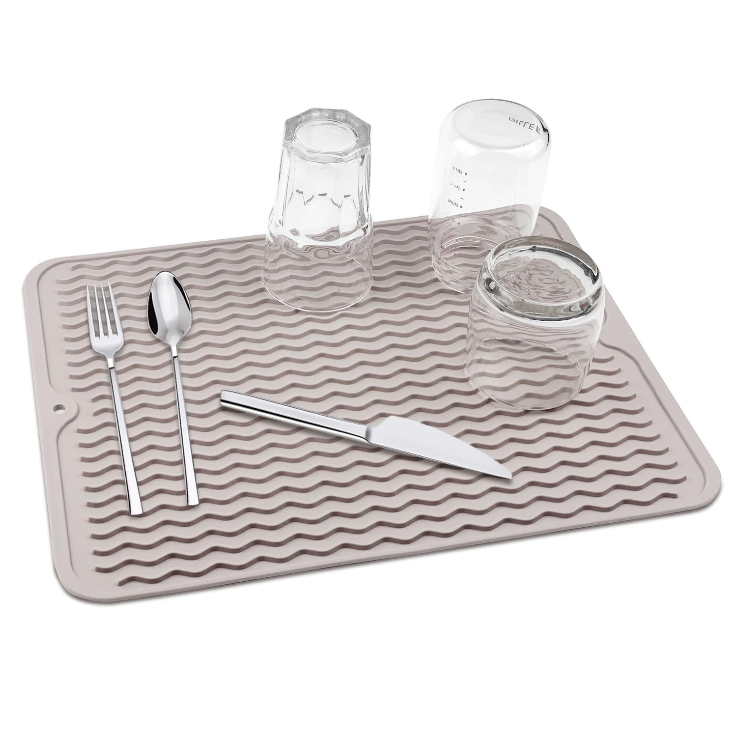 Tappetino scolapiatti, 40×30cm sottobicchieri in silicone per cucina lavello, antiscivolo e resistente al calore, marrone grigiastro
