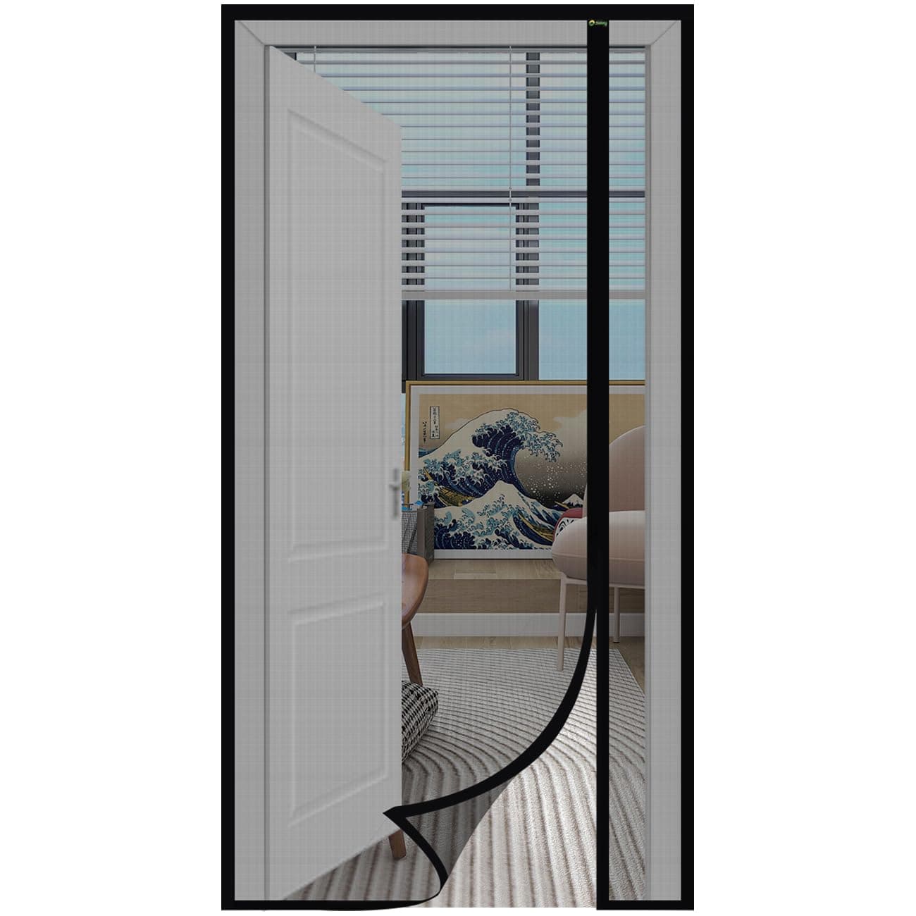 Sekey Fliegengitter Tür Vorhang Gegen Katzenkratzer Seitliche Öffnung Fliegengitter Ohne Bohren Balkontür Fliegenvorhang aus Fiberglas Netz Schwarz 140x240cm