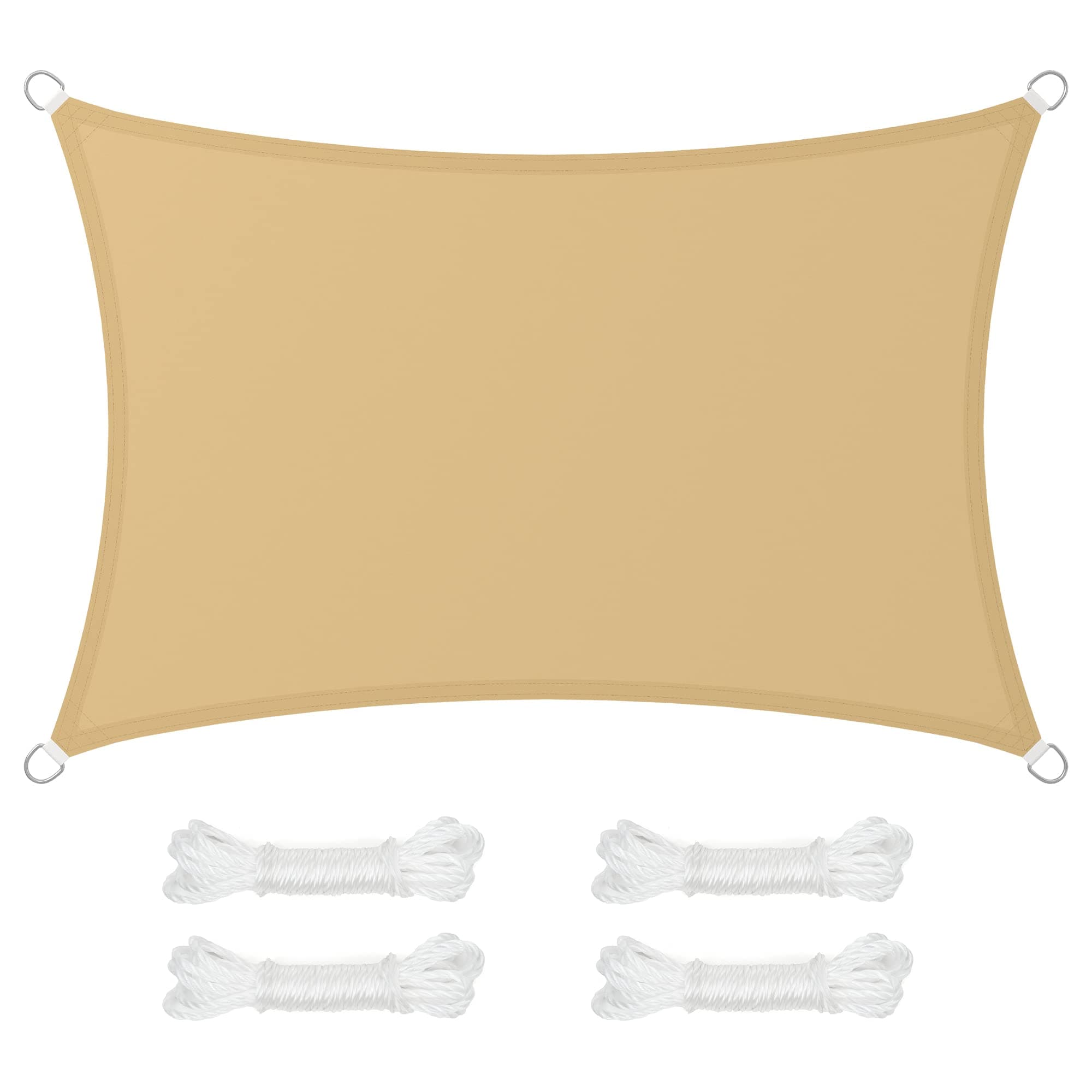 SONGMICS Vela de Sombra de 2 x 3 m, Impermeable con Columna de Agua de 665 mm, Protección Solar, Protección UV 93%, Terraza, Jardín, Balcón, Rectangular, Cuerdas de 2 m, Amarillo Arena GSH23EY