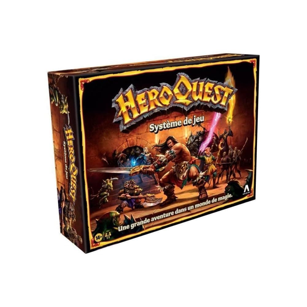 Avalon Hill HeroQuest, Jeu De Société pour Famille et Amis, D'Aventures Fantastiques Style Donjon, 2 À 5 Joueurs, À Partir De 14 Ans, Noir/Argenté