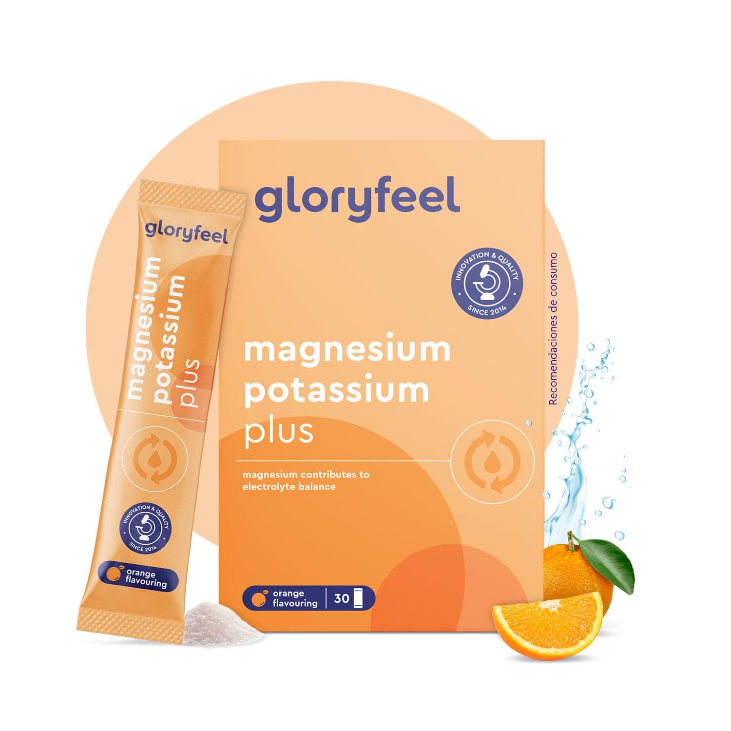 Magnesio y Potasio + Vitaminas - 30 Sobres - Sales minerales para el deporte - Equilibrio electrolítico, Energía, Función muscular, Reduce el Cansancio* - Vitamina C, B12, B1 y B2 - Sabor NARANJA