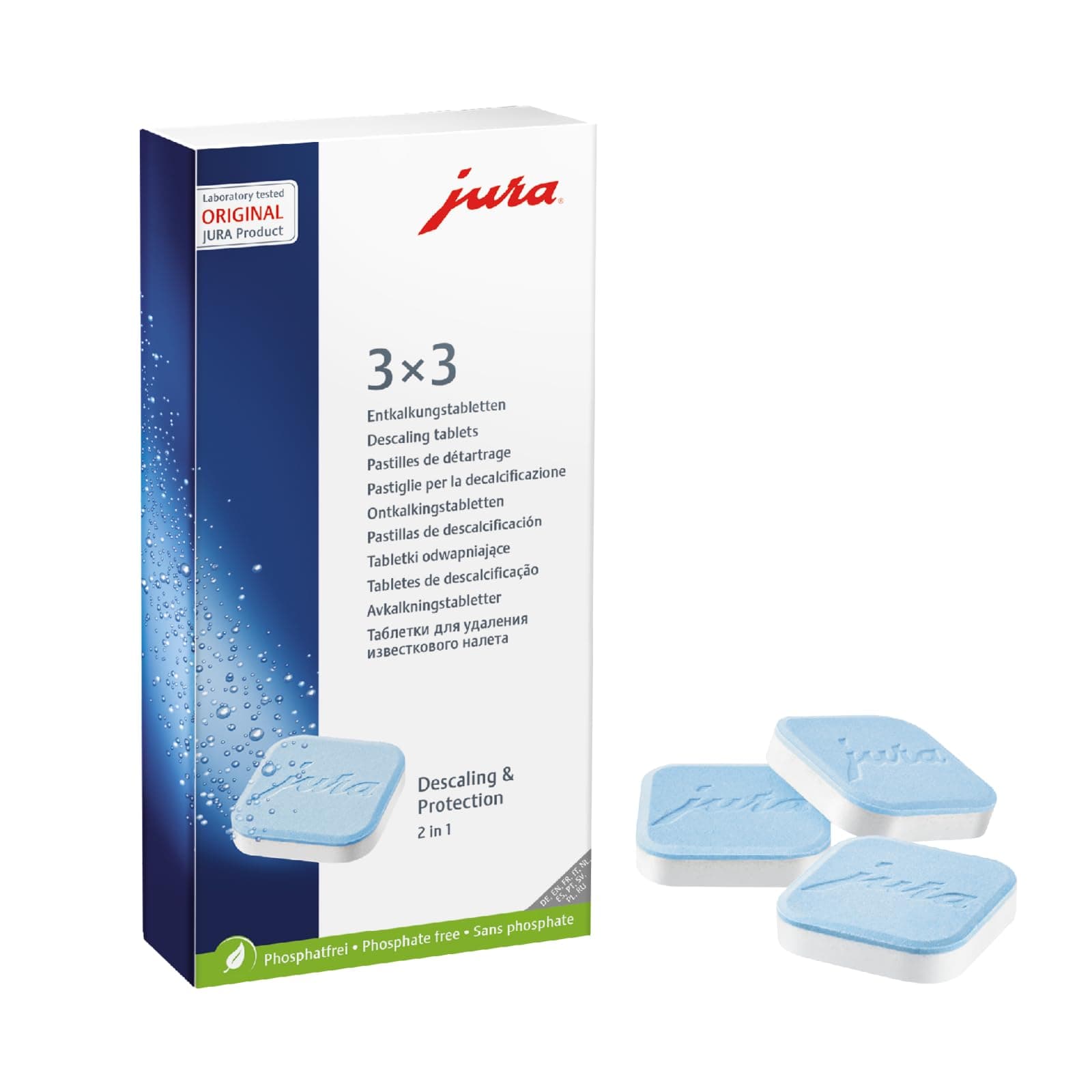 JURA original - Entkalkungstabletten für 3 Entkalkungsvorgänge - TÜV-zertifizierte Hygiene - 3er-Pack - 61848