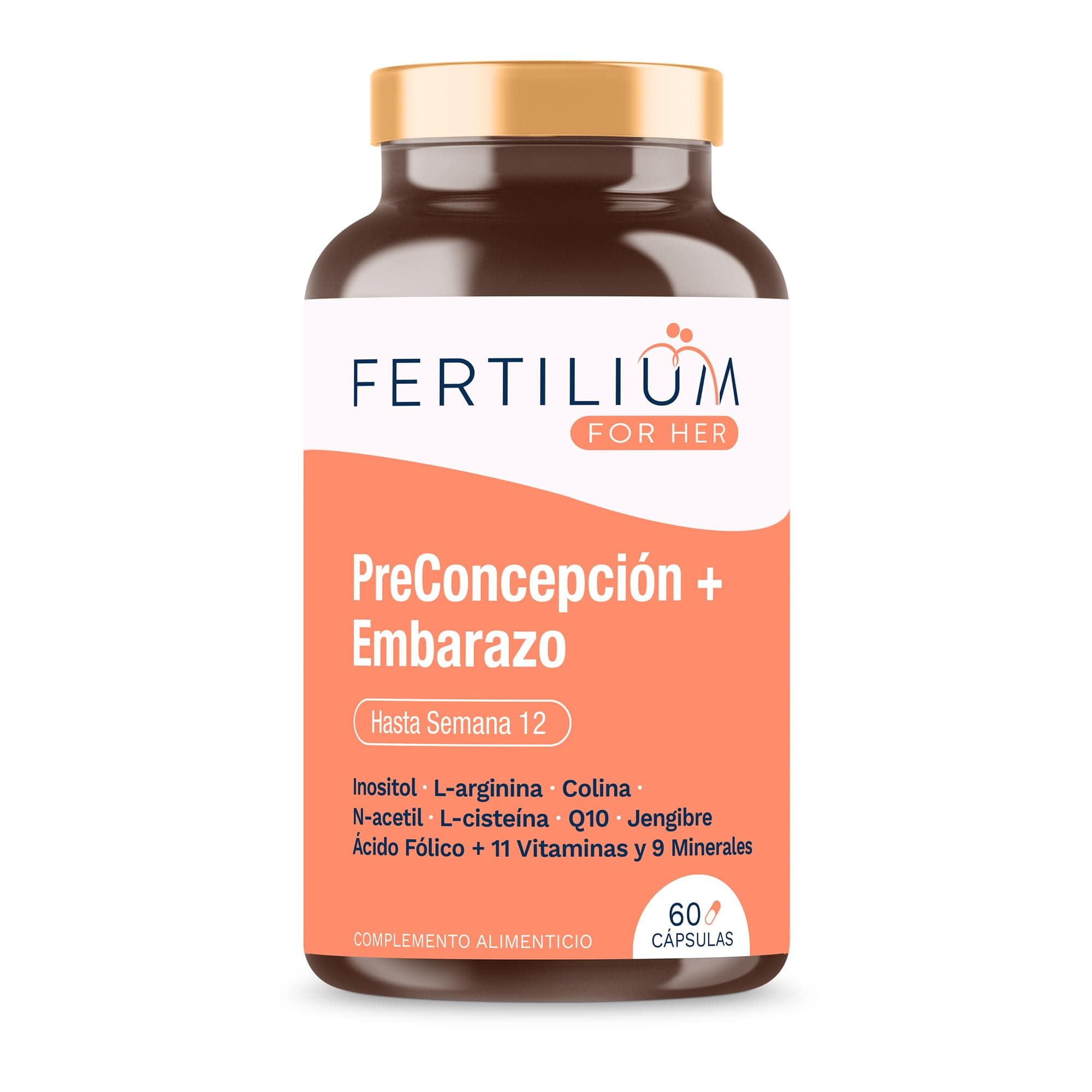 FERTILIUM - Vitaminas Prenatales para Embarazo - Ácido Fólico + Inositol + 11 Vit + 9 Minerales + Q10-60 Cápsulas