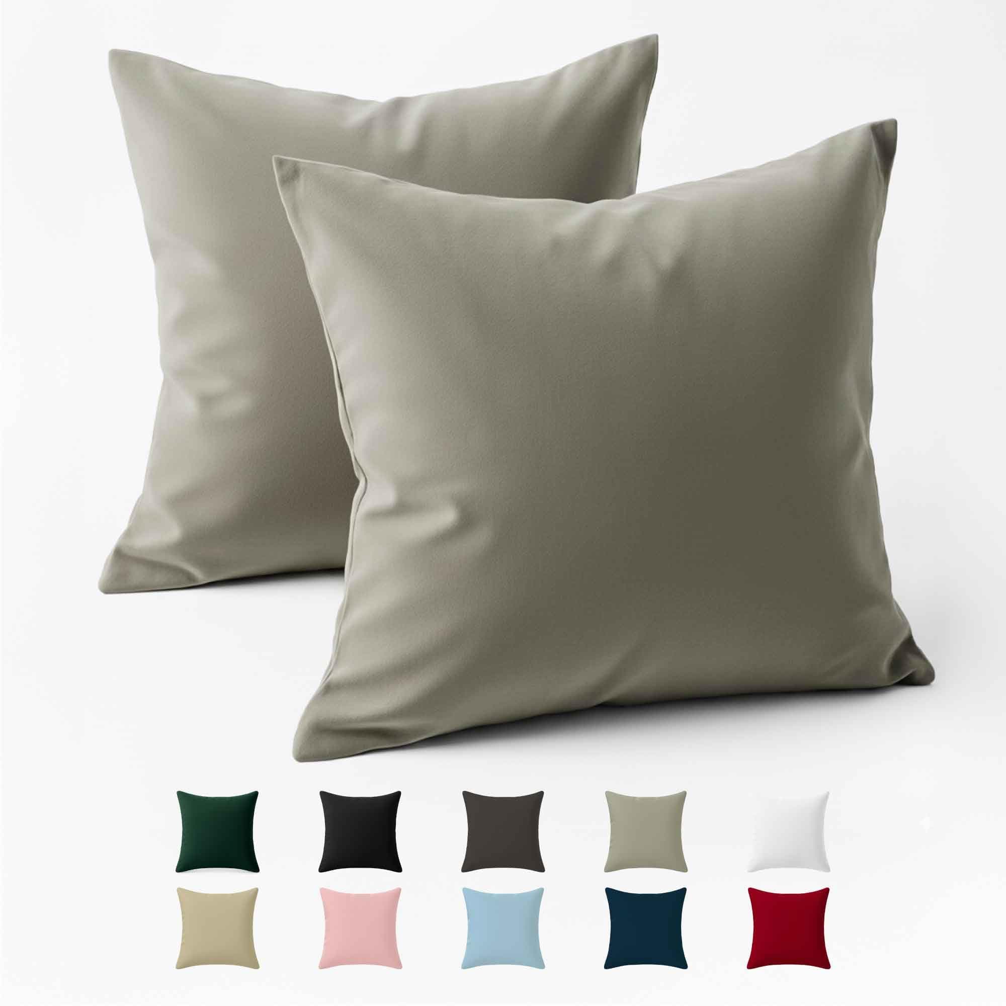 Federe 50x50 Cotone Rinforzato (Set da 2) - Grigio Chiaro - Trama Fitta a 57 Fili/cm² - Federe Cuscini 50x50 cm - Federe Cuscino 50x50 Certificate Oeko Tex - Dreamzie