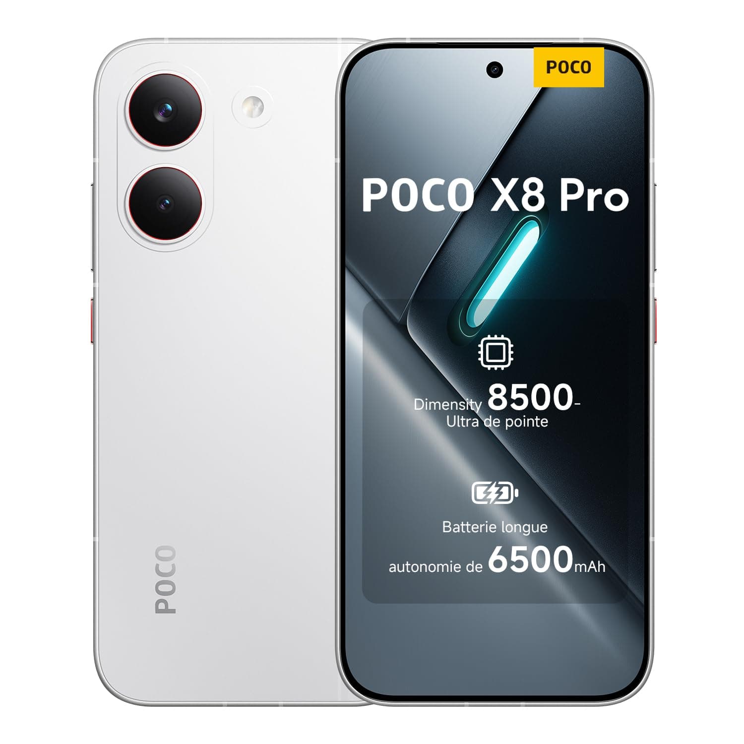 POCO X8 Pro,Smartphone 12+512 Go, Processeur Haut de Gamme Dimensity 8500-Ultra,écran AMOLED Ultra-Lumineux, 50 MP Sony IMX882 avec OIS, Blanc, 1 an de Garantie supplémentaire, Chargeur Non Inclus