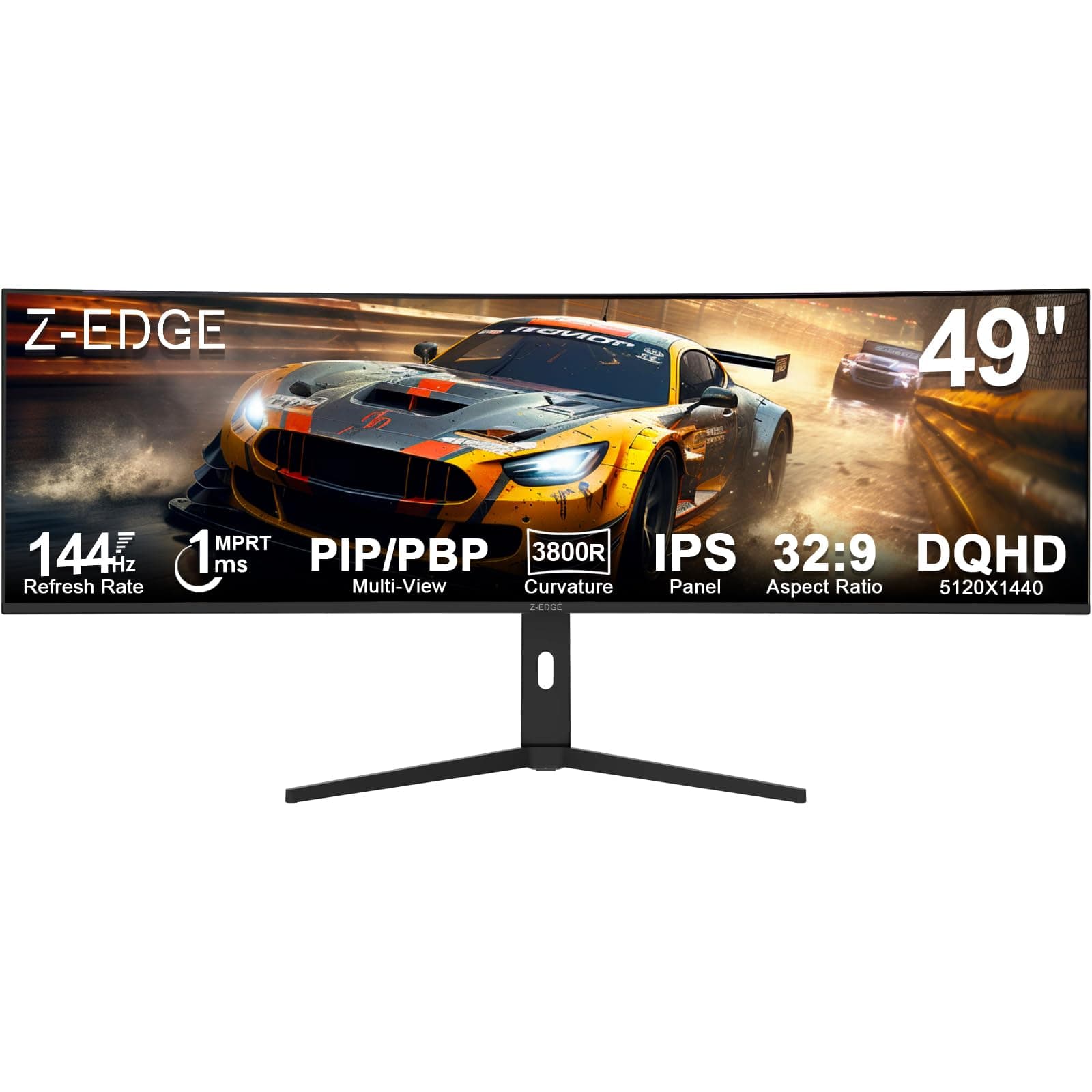 Z-Edge Monitor 49 Pulgadas, Monitor Gaming 144 Hz, IPS, DQHD 5120 x 1440 Pantalla 32:9, FreeSync, Altura/Inclinación Ajustables,Giratorio, Pip/PBP, 10 bits, 400 CD/m², USB tipoC 65 W/HDMI2.1/DP1.4