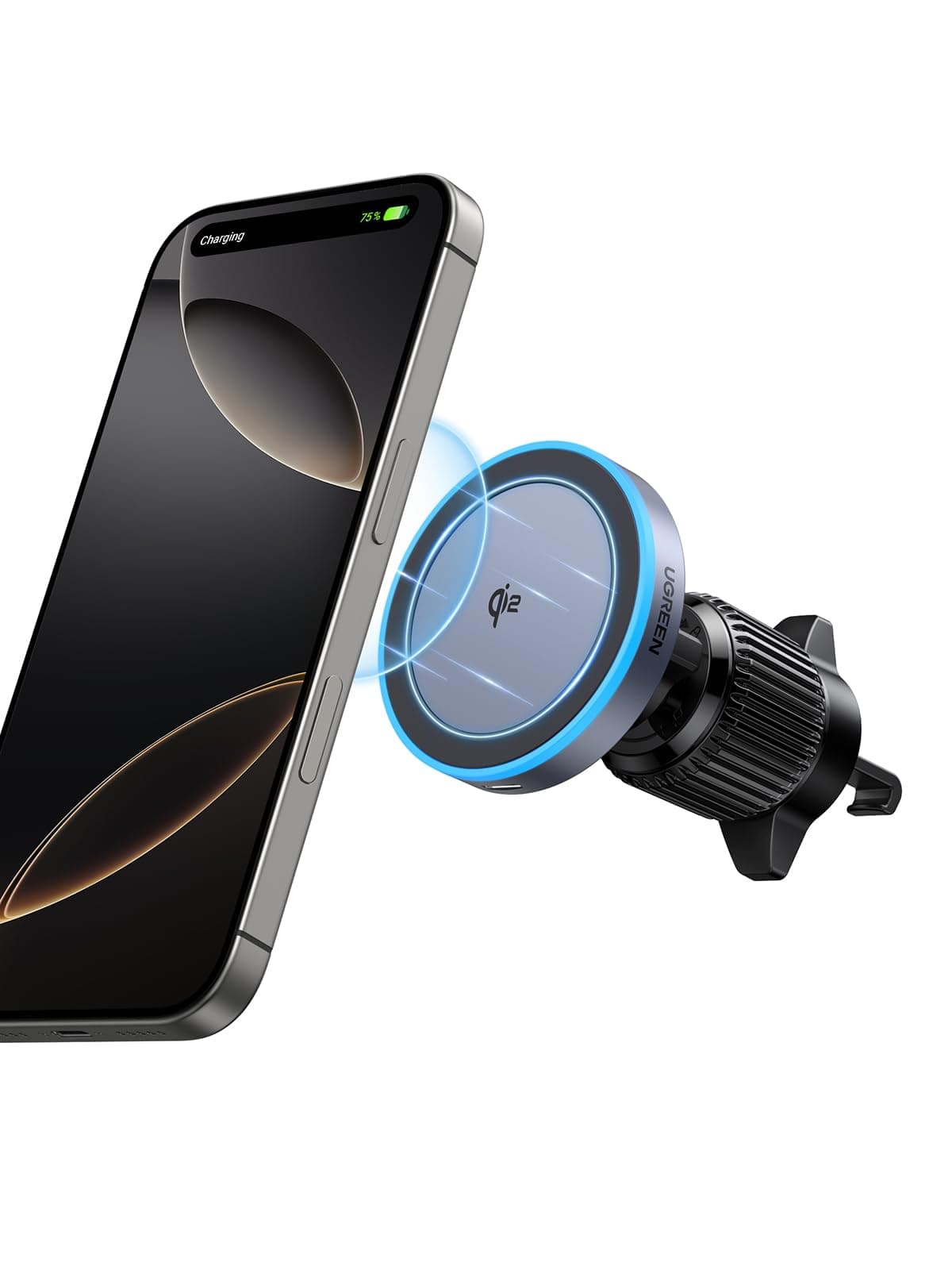 UGREEN Qi2 zertifizierte 15W Magsafe Autohalterung für iPhone 12-17-Serie, MagSafe Autohalterung mit Ladefunktion, Starke Magnete für sicher Halt, kabelloses Schnellladen, inkl. 1m Kabel