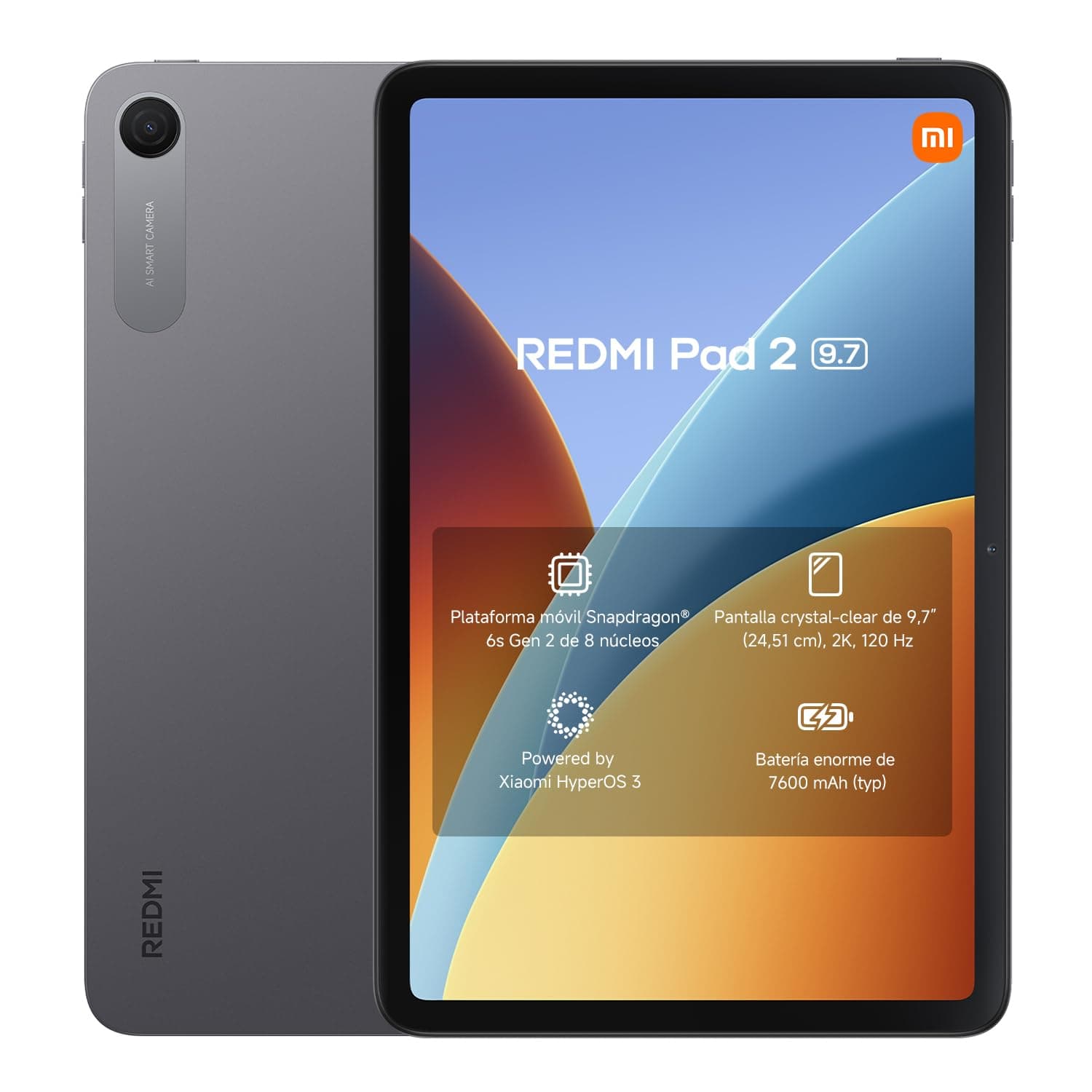 XIAOMI REDMI Pad 2 Tablet de 9,7” 4+64 GB Gris Grafito batería de 7600 mAh | pantalla 2K 120 Hz, Snapdragon 6s Gen 2, Xiaomi HyperOS 3, 1 año de garantía adicional
