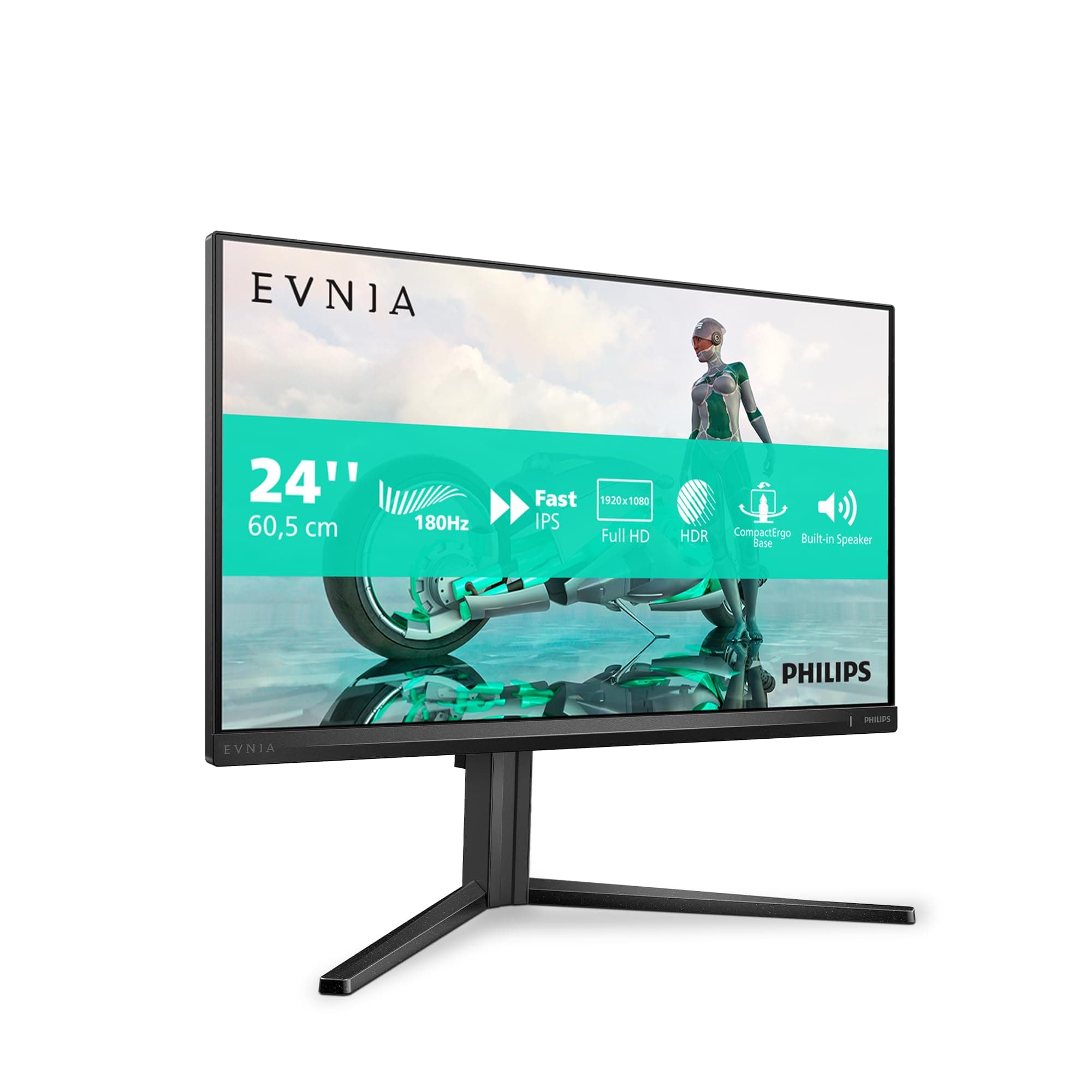 Philips 24M2N3200AM - Monitor Gaming Full HD de 24 Pulgadas, 180 Hz, 1ms GtG, FreeSync Prem., G-Sync Comp. (1920x1080, 2X HDMI, DisplayPort) Negro/Gris