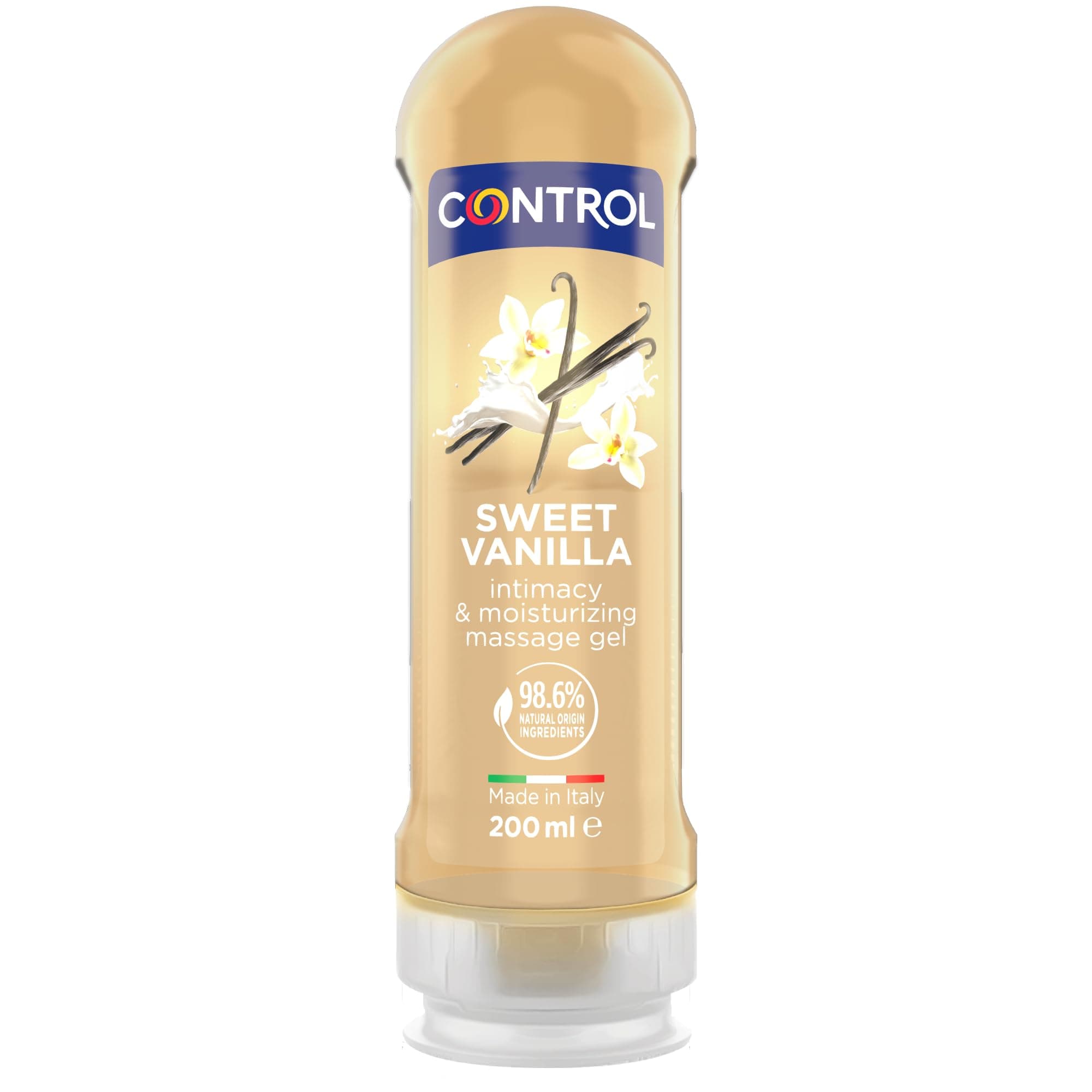 Control Sweet Vanilla Gel Massaggio 2 in 1 A Base D'Acqua All'Aroma Di Vaniglia, 100% Made in Italy, 200 ml