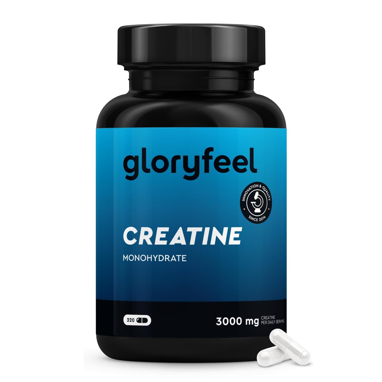 Créatine Pure Hautement Dosée (320 Capsules), 3000 mg de Creatine Monohydrate par Dose Journalière, Améliore les Capacités Physiques*, Haute Biodisponibilité, 100% Végétalien et Sans Additifs