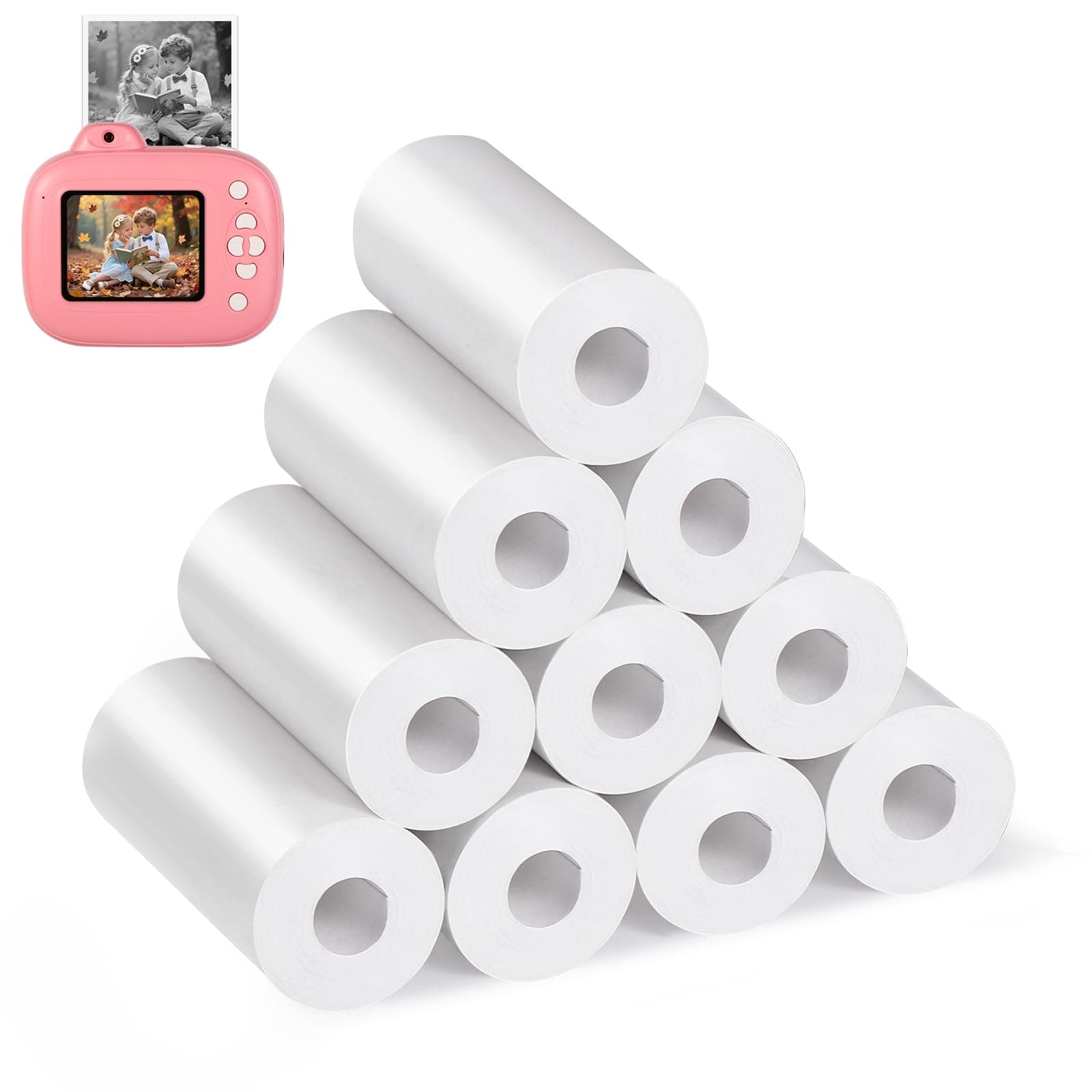 Diboniur 10 Rotoli Carta Termica per Macchina Fotografica Bambini, Carta Fotografica per Macchina Fotografica Istantanea, Carta di Stampa della Ricarica per Macchina Fotografica Bambini Istantanea