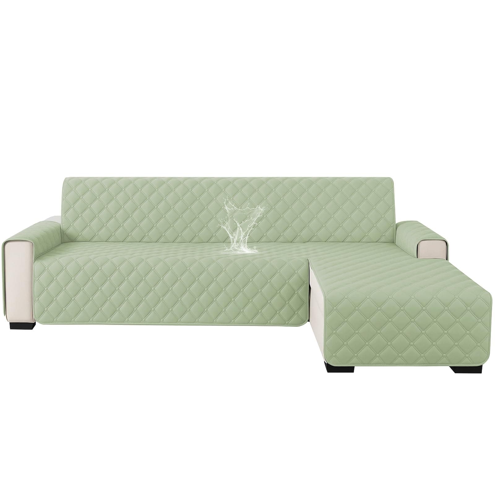 Ystyle Impermeabile Copridivano 2 Posti Con Penisola (L 210 CM), Copridivano Angolare Destra/Sinistra Universale Reversibile, Antigraffio, Antiscivolo, Antimacchia, Facile Lavare, Verde Menta