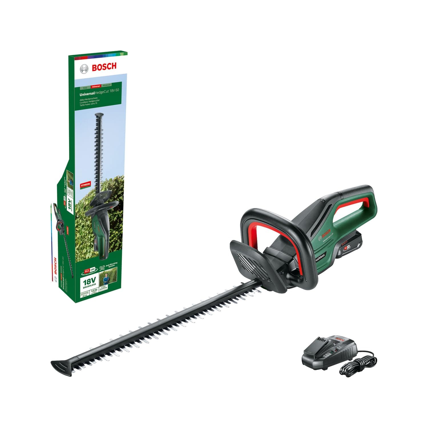 Bosch Taille-Haies sans Fil - UniversalHedgeCut 18V-50 (1 Batterie 2,5 Ah, système 18V, Longueur de la Lame 50 cm, livré dans Une boîte en Carton)
