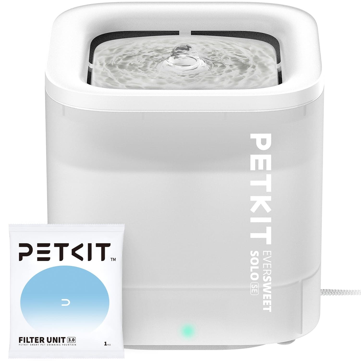 PETKIT CYBERTAIL Fontaine à Eau pour Chats, avec Pompe à Eau sans Fil, Moins de 25dB, Filtre 3.0, Equipé de Lumières LED, Capacité de 1,8L pour Chats Chiens et D’Autres Animaux de Compagnie