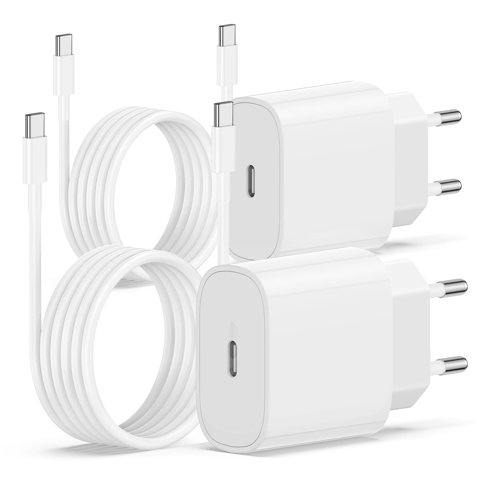 2Pack Chargeur iPhone 17 16 15, 20W USB C Chargeur Rapide 2M Cable C to C pour iPhone 17/17 Pro/16 Pro Max/15 Pro Max/15 Plus/iPad 12.9/11 inch, Air 5 4, Samsung Gaxy,Adaptateur Secteur