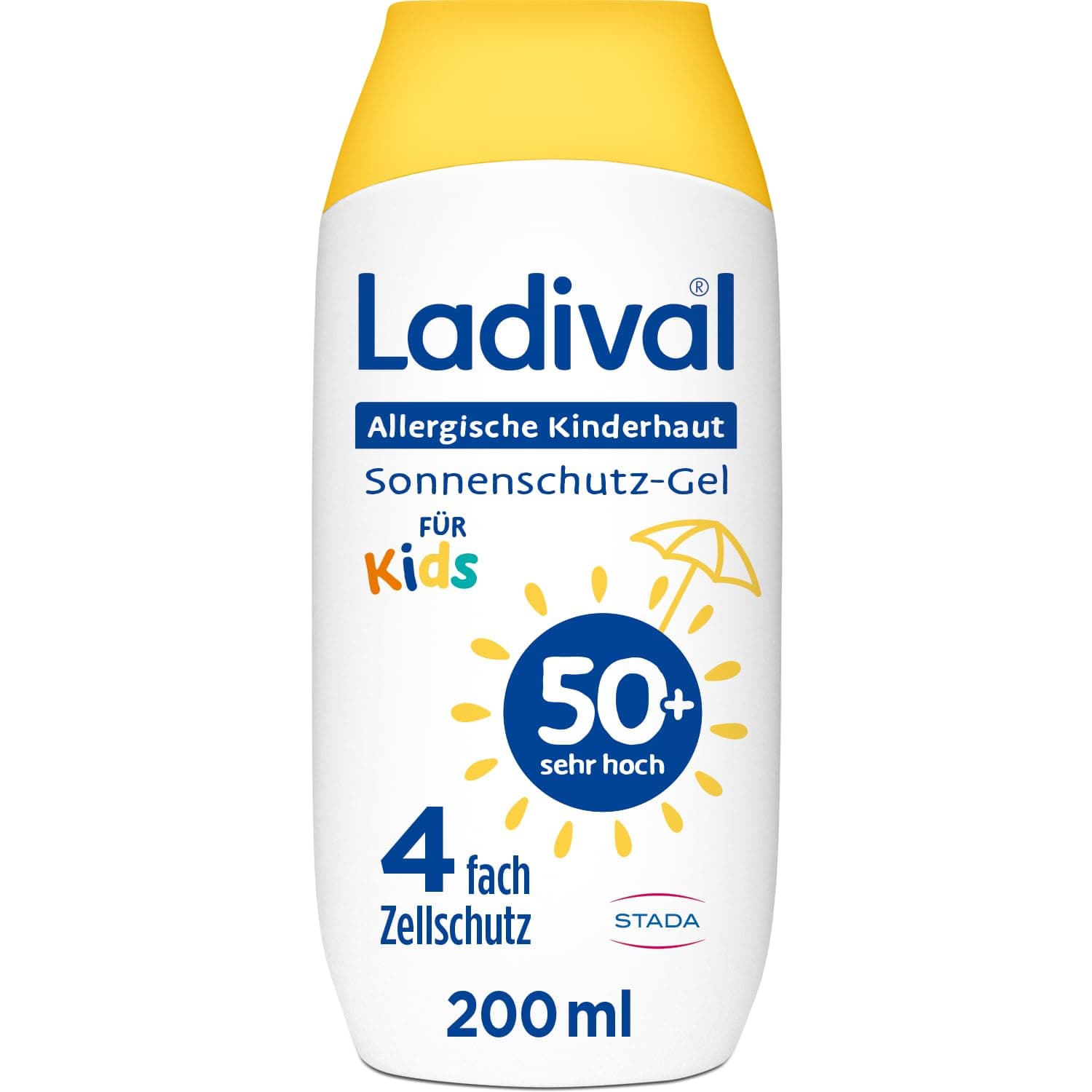 Ladival Kinder Sonnenschutz Gel LSF 50+ für allergische Kinderhaut - Sonnencreme wasserfester UV-Schutz für empfindliche Baby-und Kinderhaut, bei Sonnenallergie, pflegend, ab 6 Monaten geeignet,200ml