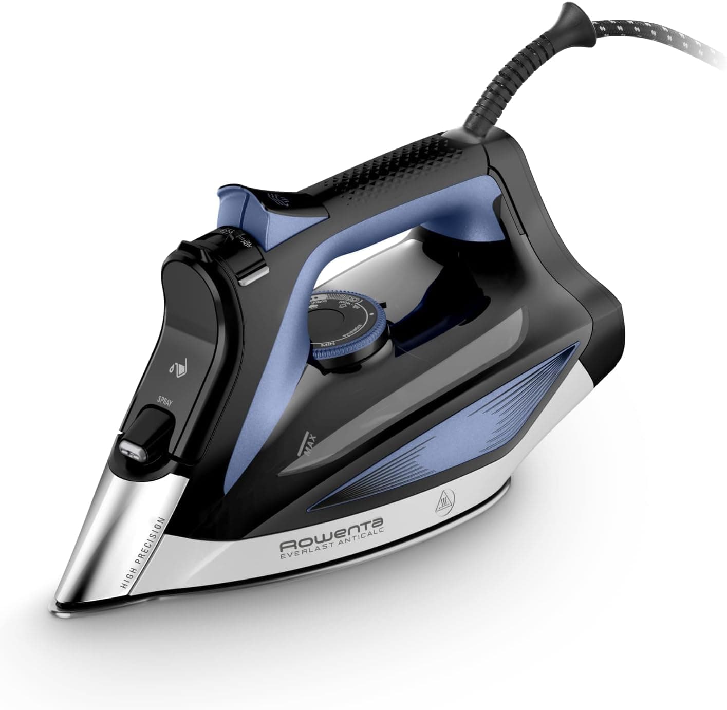 Rowenta Everlast Anticalc, Plancha vapor 2700 W, recolector de cal y función antical, de 220 g/min y constante de 45gr/min, suela Microsteam, Profile Láser antigoteo, azul, DW7320