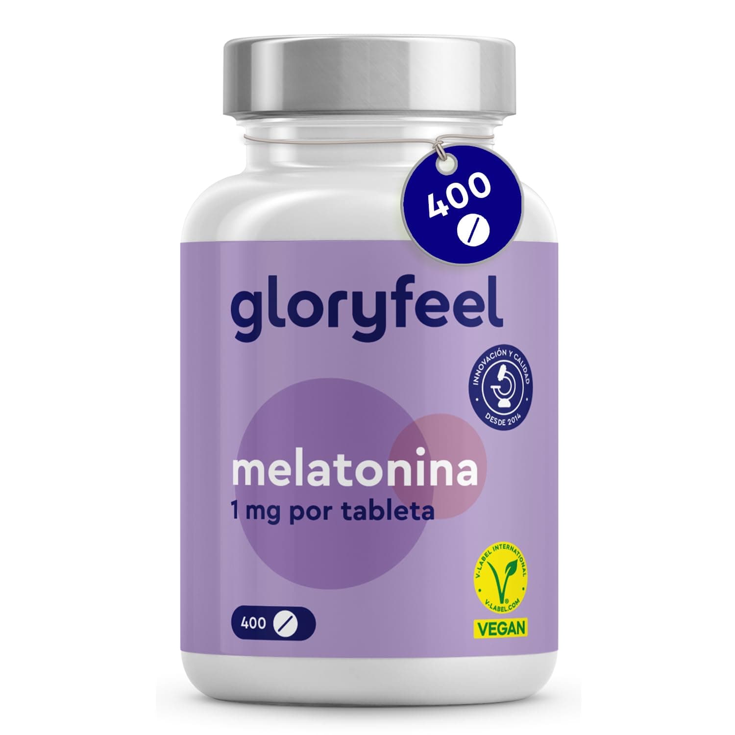 Melatonina 400 Tabletas (+1 año) - Complemento de Melatonina en altas dosis para dormir bien - Para 400 noches - 100% pura y natural - Vegano, probado en laboratorio y sin aditivos