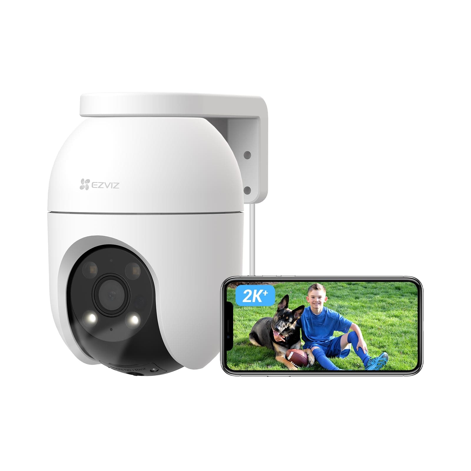 EZVIZ C8c 4MP Caméra Surveillance WiFi Extérieure à 360° avec Suivi Auto-Zoom, Détection de Forme Humaine/Véhicule, Vision Nocturne en Couleur, Audio Bidirectionnel, IP65 Etanche, Défense Active