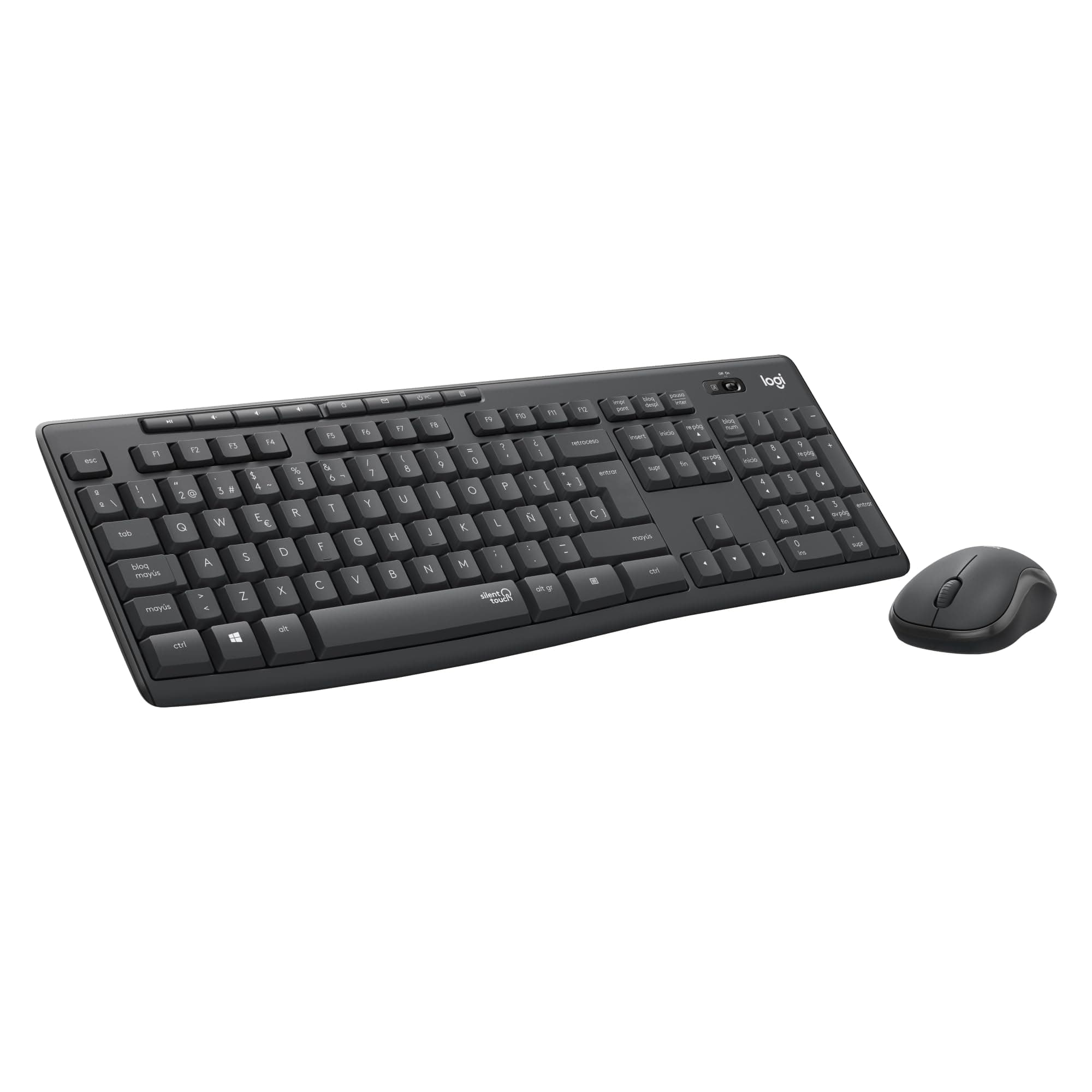 Logitech MK295 Silent Combinación de Teclado y Ratón Inalámbricos con SilentTouch, Seguimiento Óptico, Tecnología Inalámbrica sin Demoras, 90% Menos de Ruido, QWERTY Español, Negro