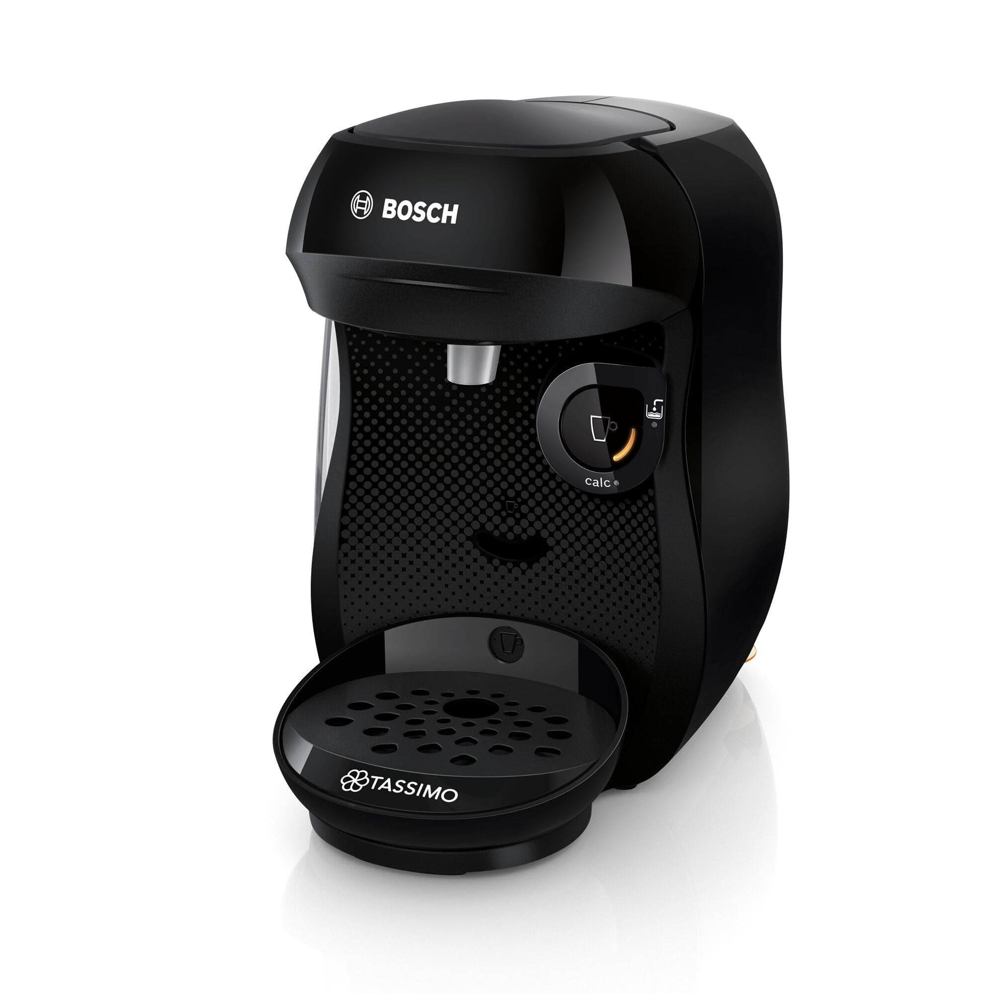 Bosch Machine à café multi-boissons Tassimo Happy friendly, TAS102EA, plus de 70 boissons chaudes, OneTouch, cafétière à dosettes, Intellibrew, pastilles de détartrage, noir