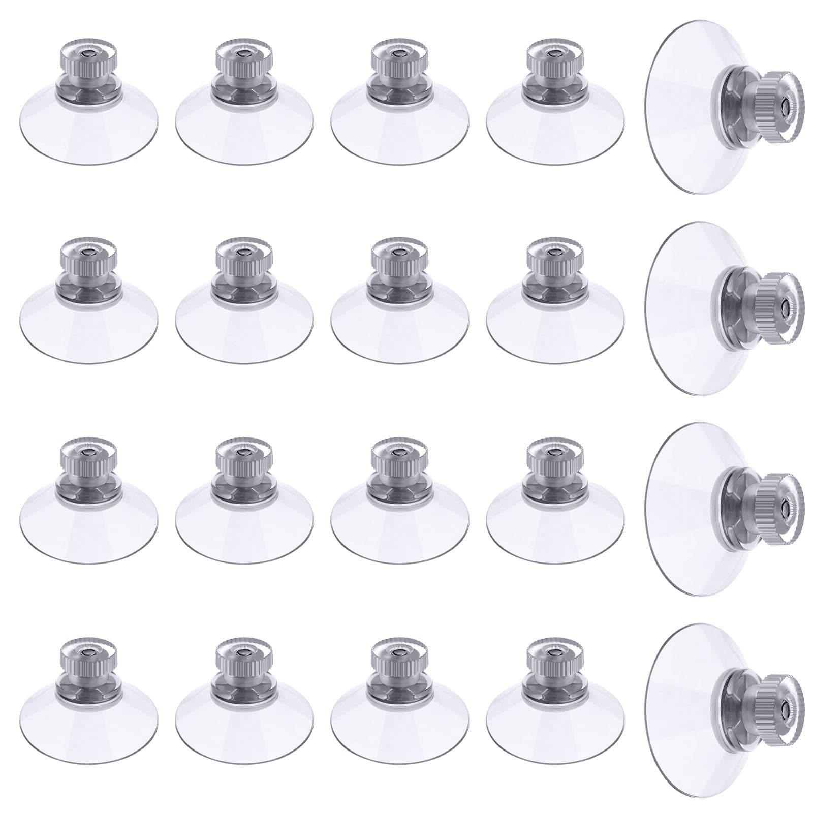Flintronic 20 Pezzi Ventose Ø 25mm, Ventose piccole, Ventose Trasparenti, Ventosa Versatili in Plastica di Gomma, Ventose per Parasole Auto, per Bagno, Cucina, Ufficio, Specchio, Vetro, Finestra