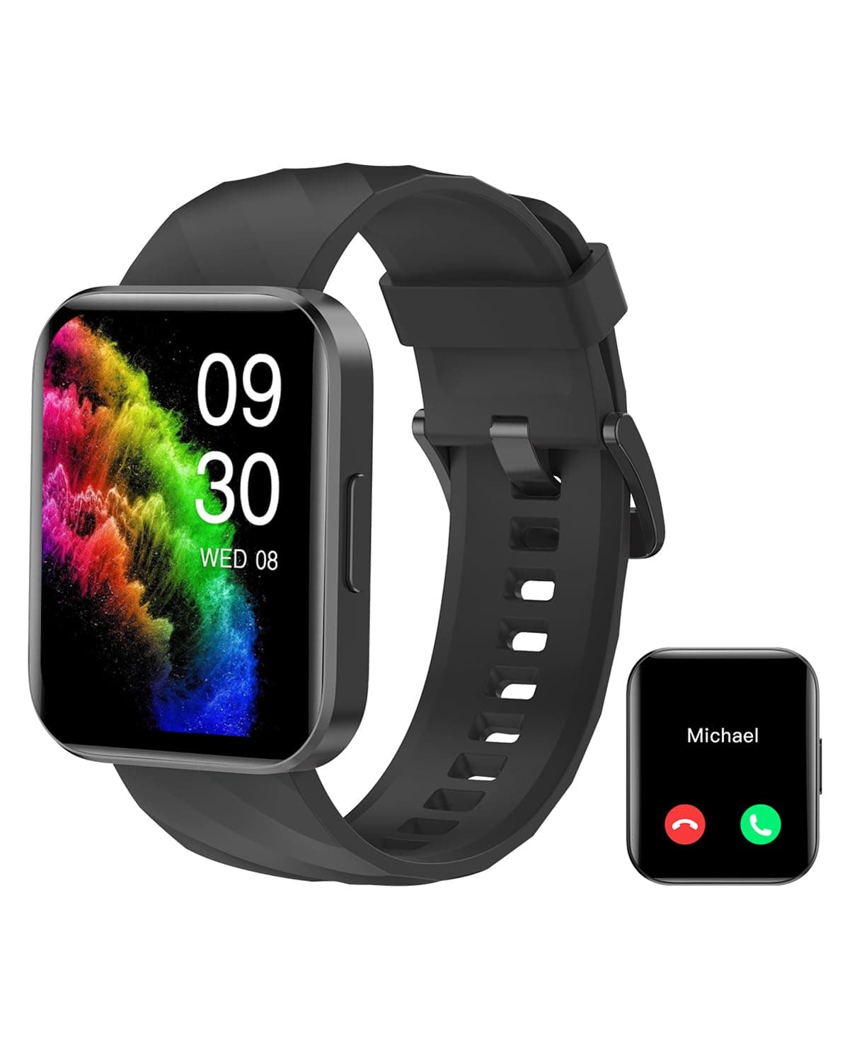 RUIMEN Smartwatch Uomo Donna Orologio Smart Watch Risposta Chiamate Contapassi Cardiofrequenzimetro da polso Saturimetro Orologio Fitness Sportivo Impermeabile Notifiche Messaggi per Android iOS Nero