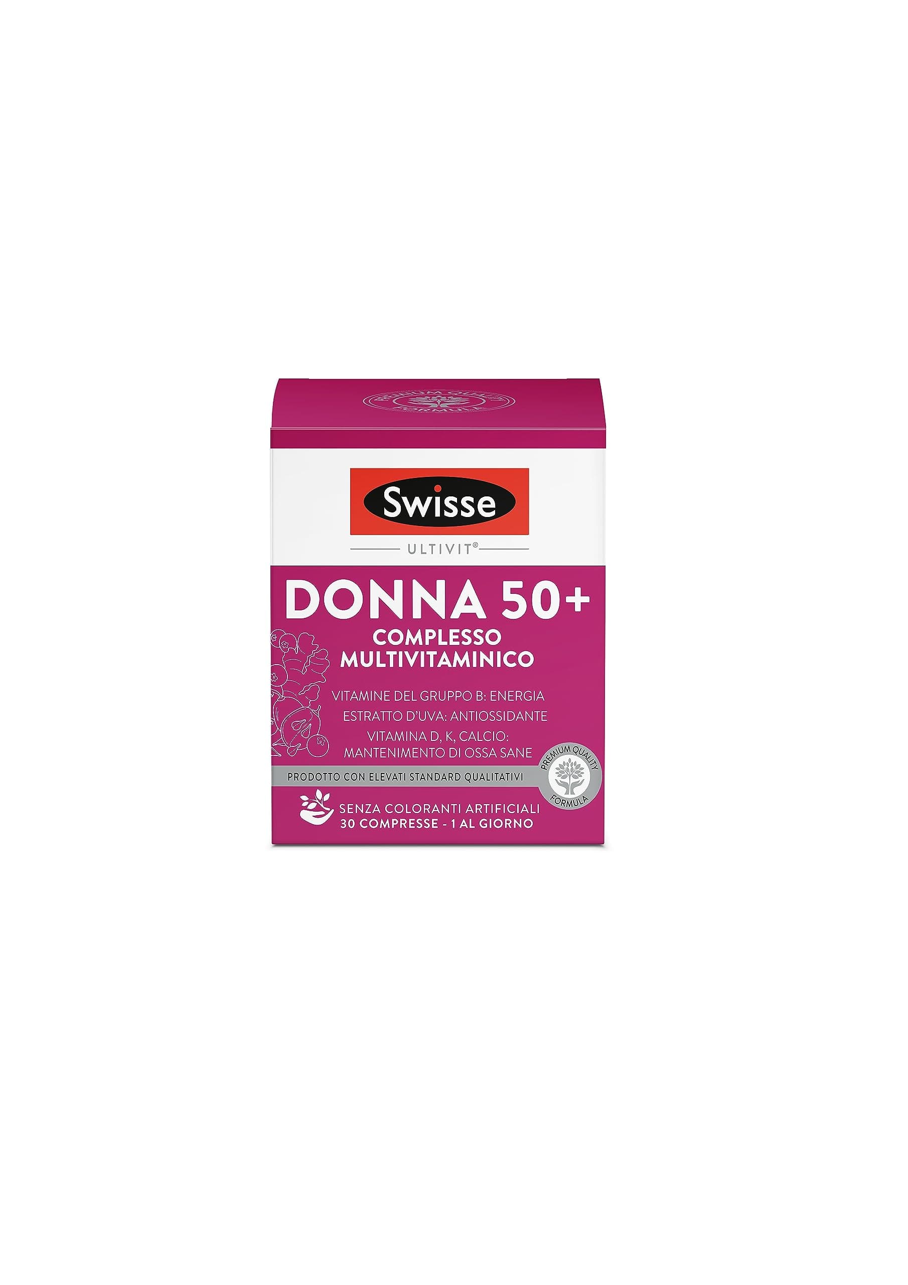 Swisse Multivitaminico Donna 50+, Integratore Alimentare Multi-nutriente per Integrare l'Alimentazione delle Donne over 50, 30 Compresse