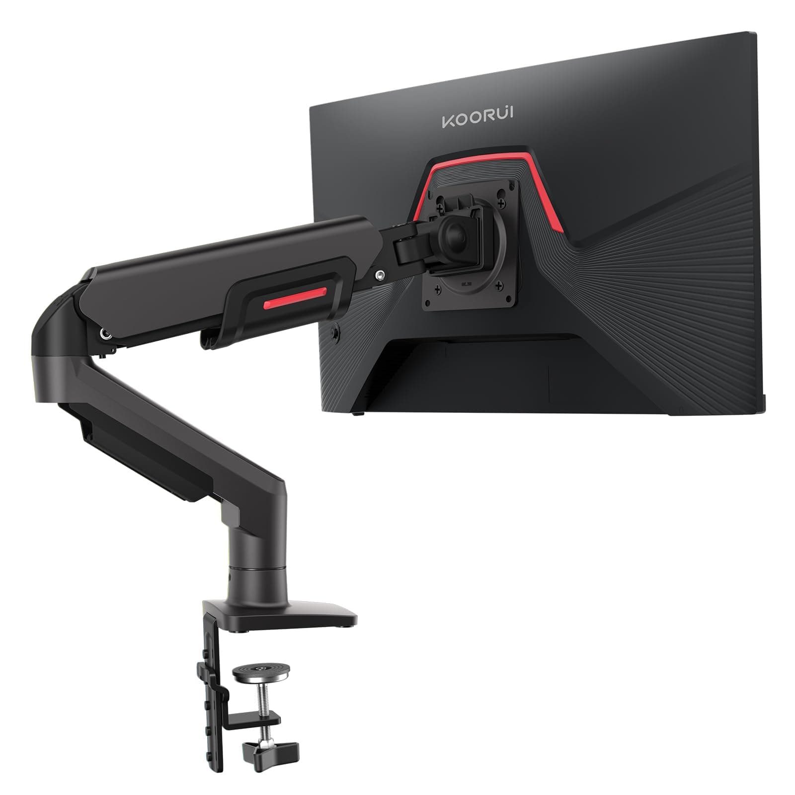 KOORUI Support Ecran PC Moniteur pour Ecrans Plats et Incurvés de 17 à 32", Ergonomique Ressort à Gaz Bras, Réglable en Hauteur, Inclinaison, Pivotant, Plage de Charge 2-9kg, VESA 75&100mm