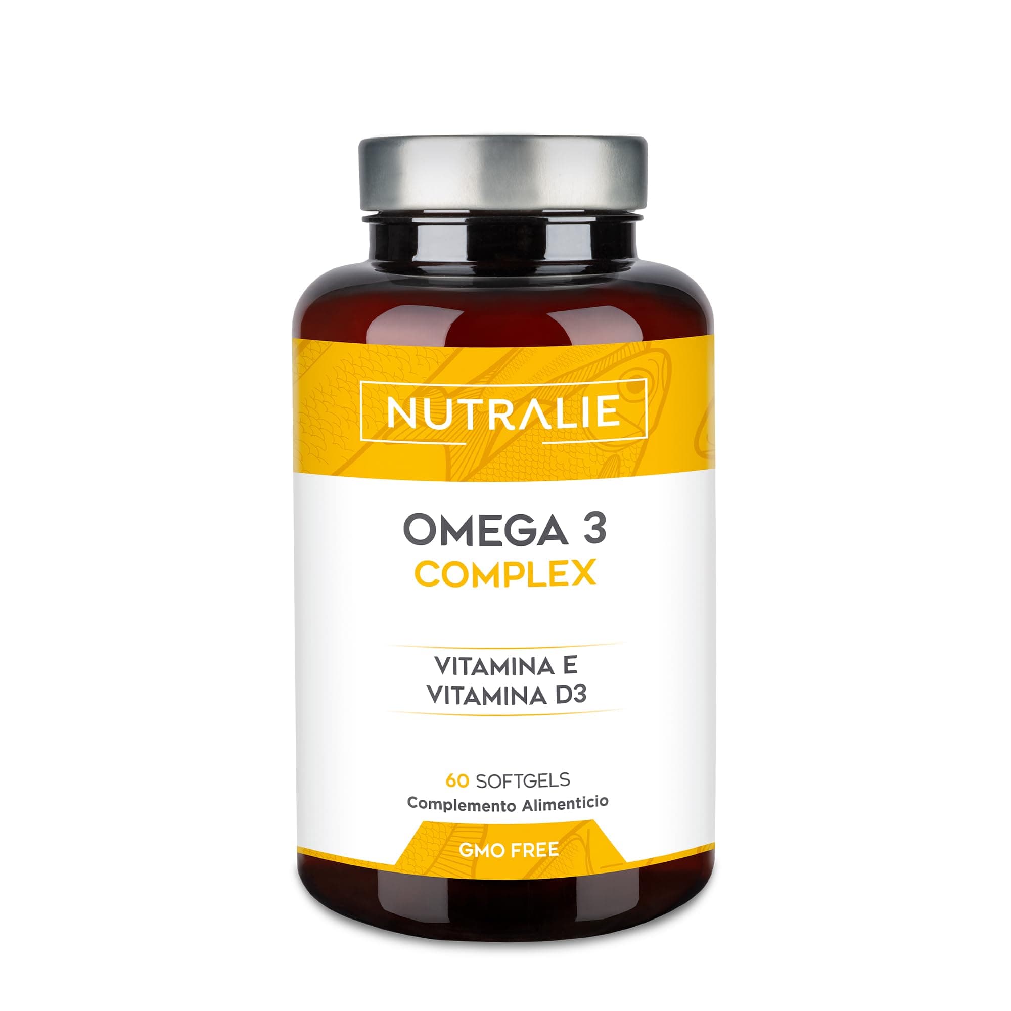 Omega 3 Cápsulas 2000mg - EPA y DHA 1257mg - Vit D y E - Aceite de Pescado - 60 Softgels Fish Oil Omega 3 Nutralie