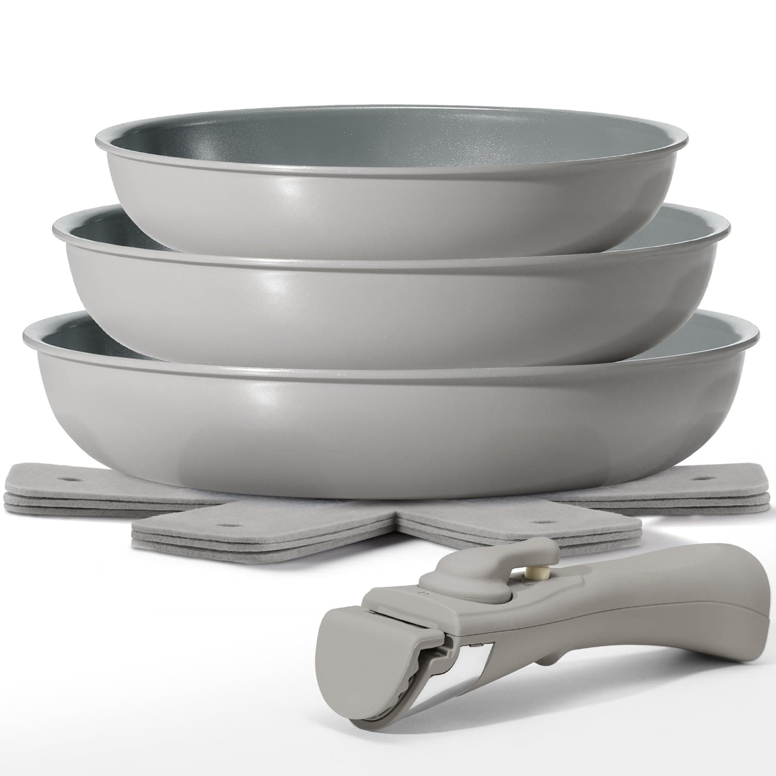 Juego de 3 Sartenes de 20/24/28 cm, mango extraíble, Sartenes Induccion, antiadherentes Sin PFOA, apto lavavajillas y horno