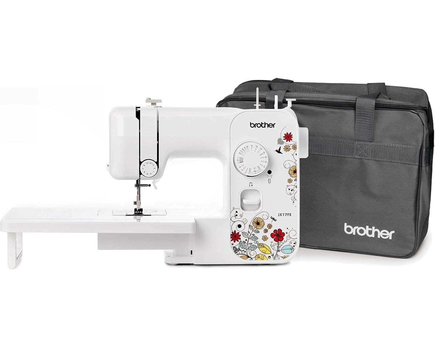 Brother JX17FE (Fantasy Edition) avec Table D’extension et Sac Inclus, Machine à Coudre pour Débutants, 17 Points différents, Couture Automatique, Points Utiles, élastiques et Décoratifs