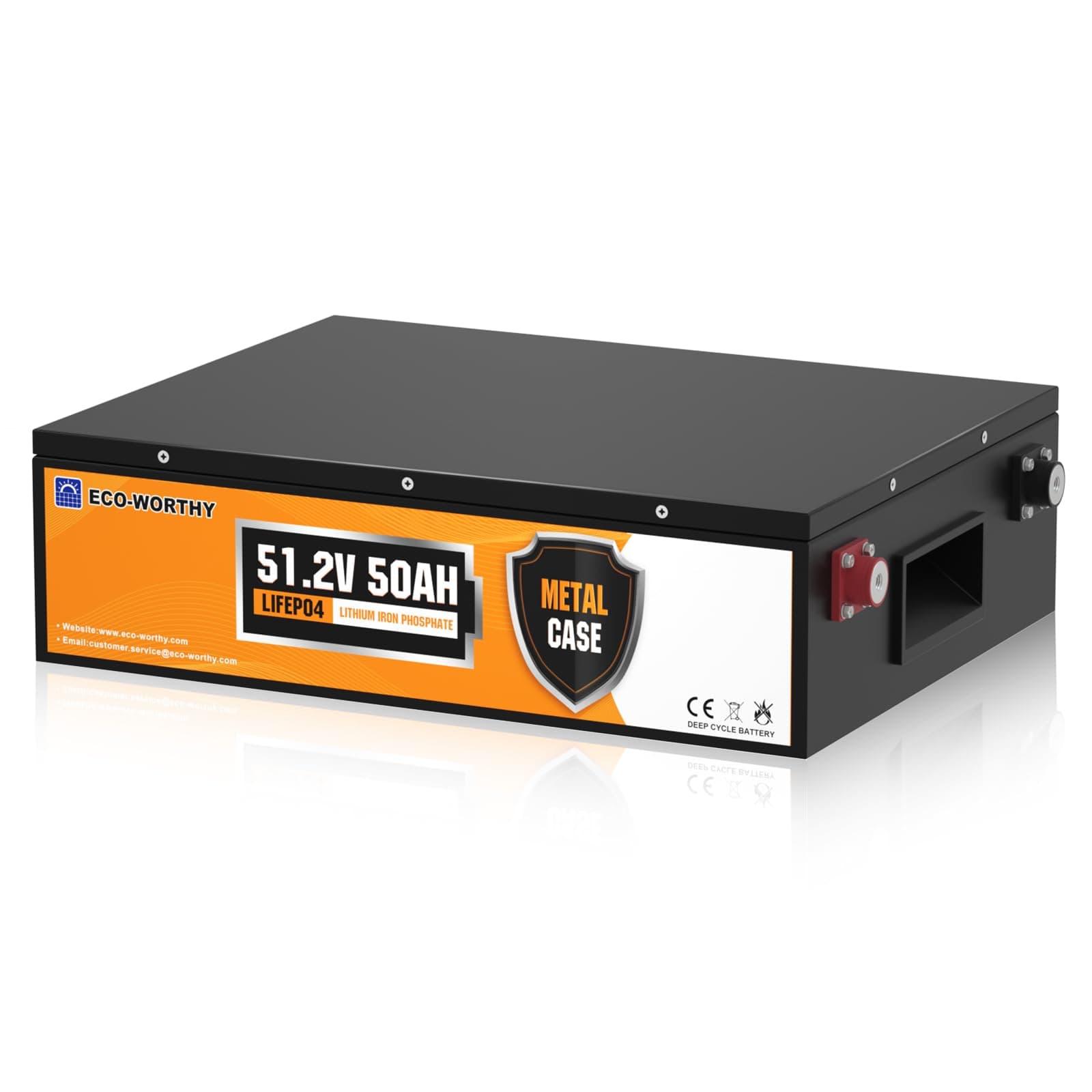 ECO-WORTHY Batería LiFePO4 48V 50Ah con Protección BMS 3000-15000 Cycles, Batería de Litio de Ciclo Profundo para Sistema Solar, Hogar, Kit de Panel Solar, Camping