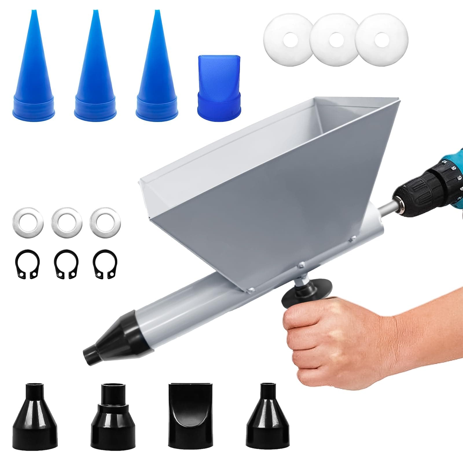 Jointoyeuse pistolet à joints électrique pour mortier avec 8 buses amovibles, pistolet à mortier électrique portable, en forme d'entonnoir pour joints de mortier, outils d'étanchéité