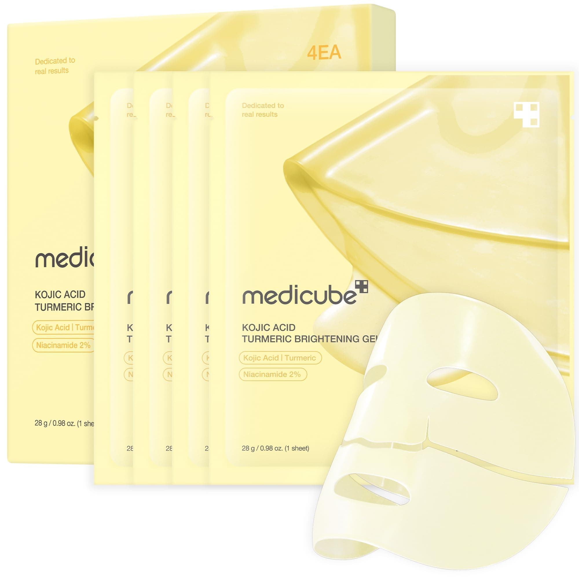 medicube Gelmaske mit Kojic Acid Curcuma Brightening Gold Jelly Overnight Face Mask for Glass Glow Hautelastizität. hydratisierend. straffend und feuchtigkeitsspendend. 4 Stück (1 Packung)