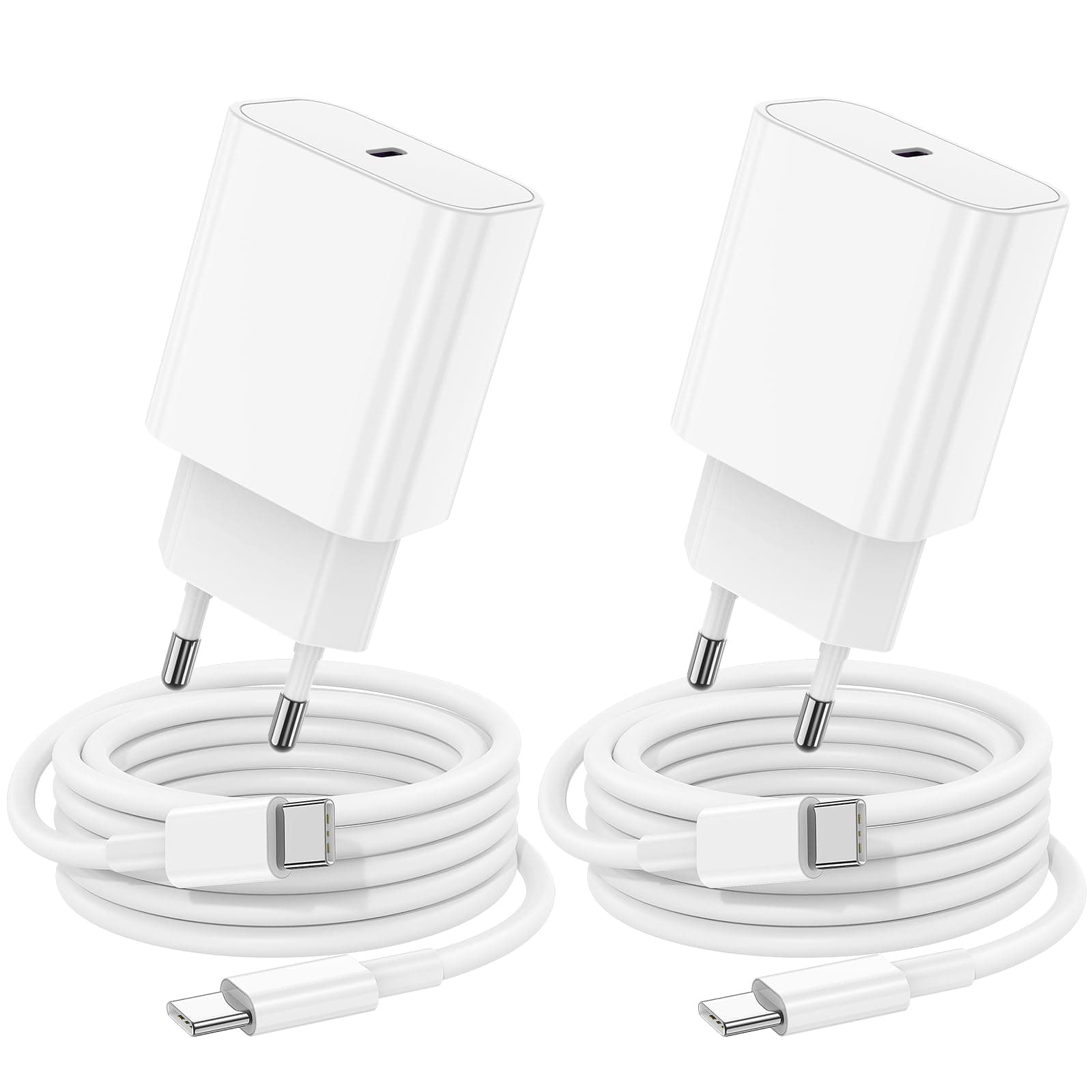 2Pack Chargeur iPhone 17 16 15 avec Cable de Charge, Chargeur Rapide USB C Original 20W avec câble USBC AUT C 2M Compatible avec Apple iPhone 17 Air/16e/15 /Pro Max/Plus, iPad Pro 12.9/11 10/Mini/Air