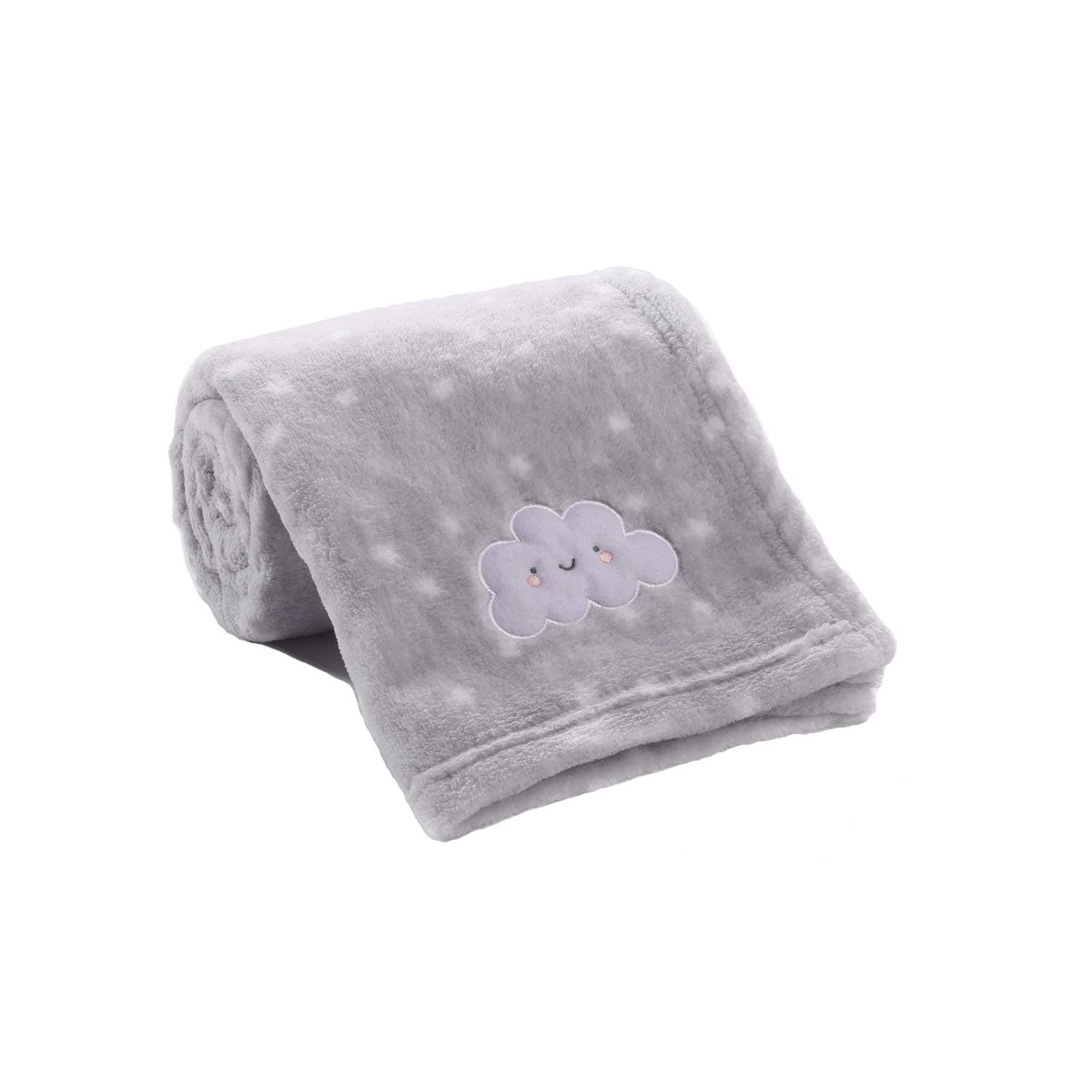 CREVENT - Manta Polar Suave, Ligera y Agradable para la Cuna. Ideal para bebés y niños pequeños, Unisex (75 x 100 cm, Color Gris con el Bordado de una Nube)