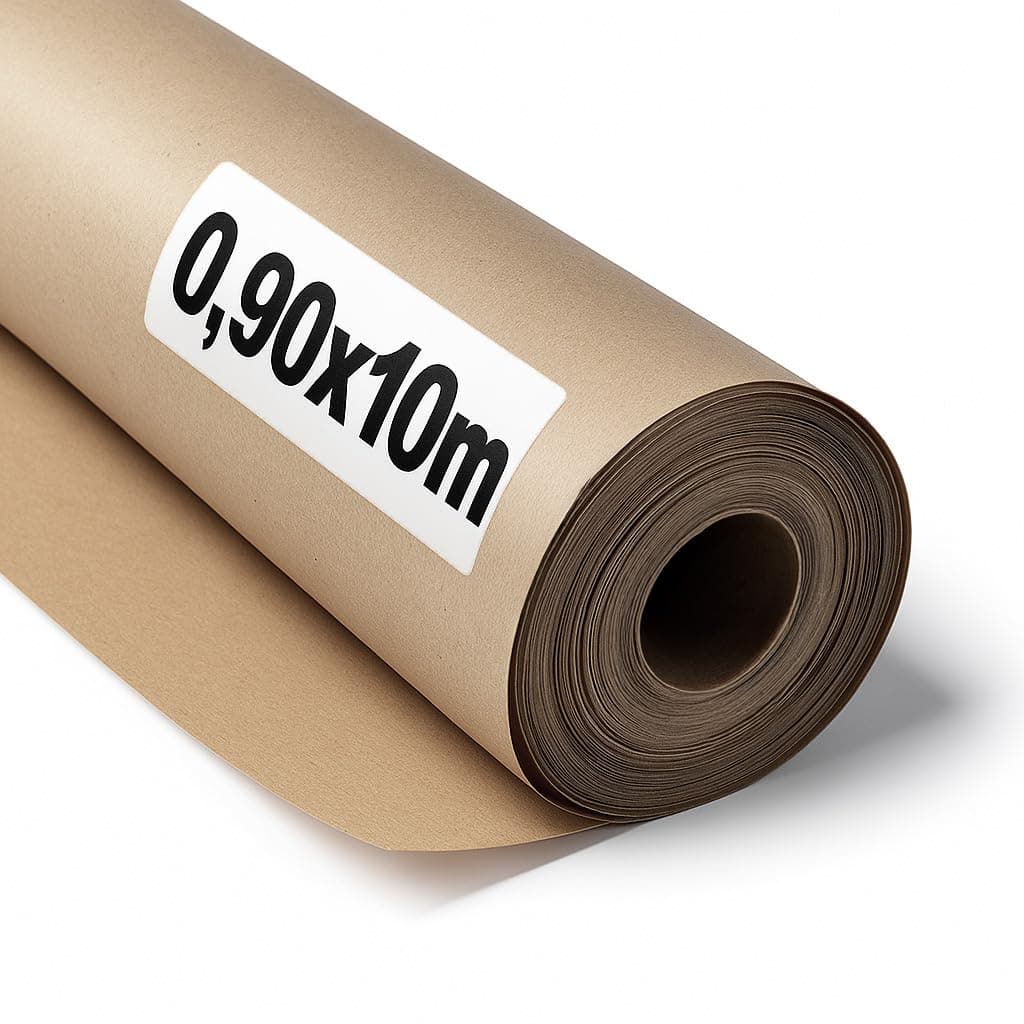 OFITURIA Papier Kraft Brun Naturel 70 g/m² – Rouleau 0,90×10 m – Lot de 3 Rouleaux – Papier recyclable pour Emballage, Loisirs créatifs et Décoration – Compatible Peinture Acrylique et Huile