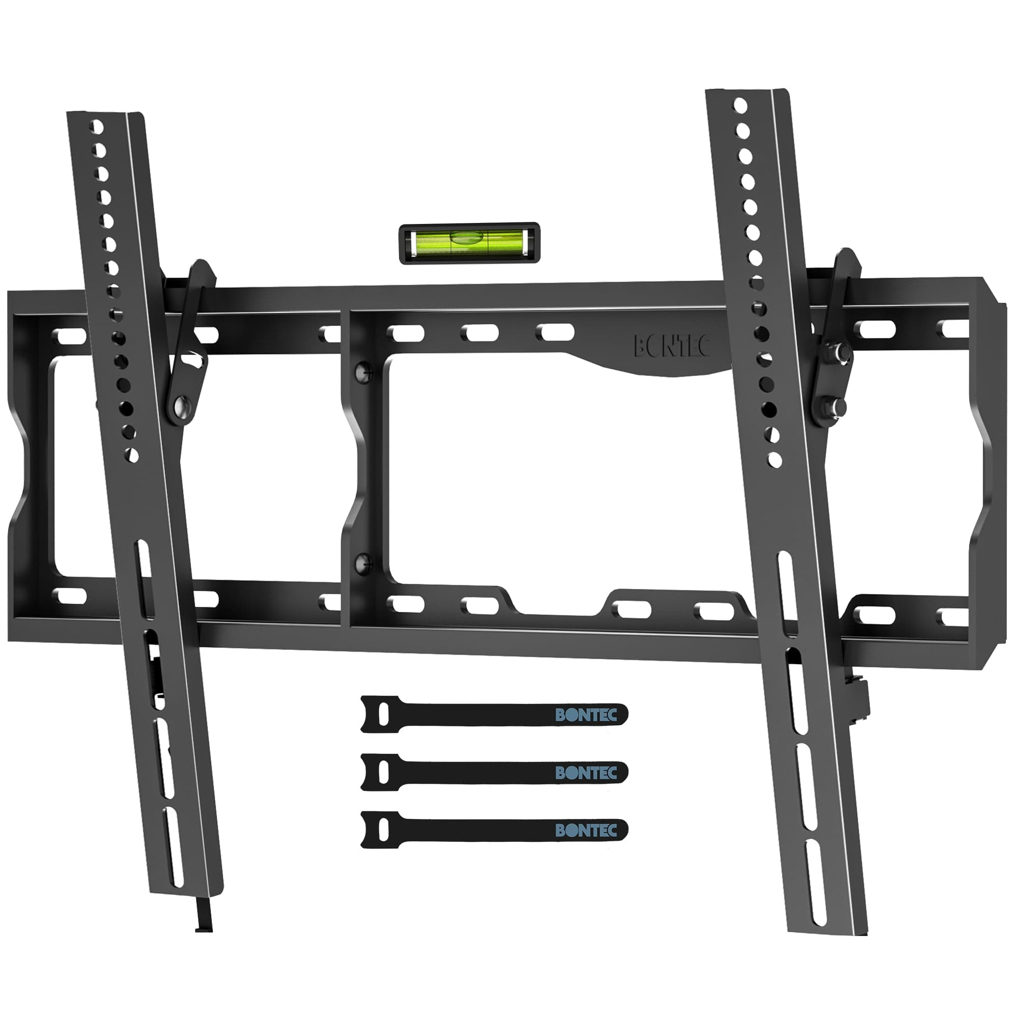 BONTEC Support Mural TV 17-86 Pouces, Fixation Murale Inclinable jusqu'à 75 kg, Compatible VESA 75x75 à 600x400mm, Support TV Mural Orientable avec Niveau à Bulle et Attaches de Câble Inclus