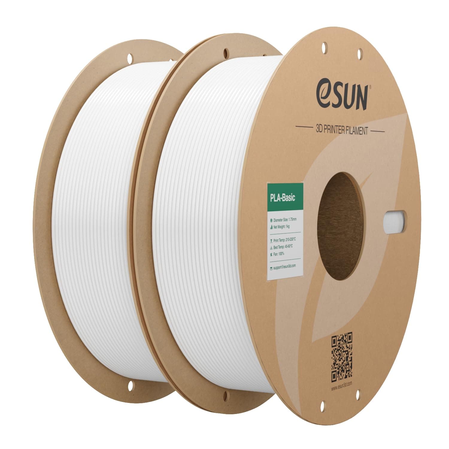 eSUN PLA Filament 1.75mm, PLA Basic Filament Précision Dimensionnelle +/- 0.05mm, 1KG par Bobine, 2 Bobines Filament pour 3D Imprimantes,Blanc Froid et Blanc Froid