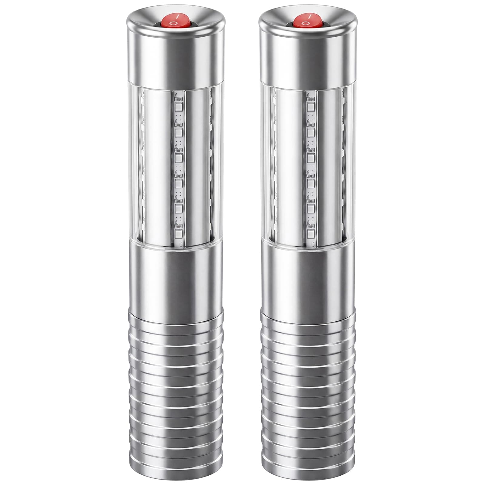 2Pcs Baton Lumineux LED Lampe Stroboscopique pour Service de Bouteille, Lumière Rechargeable, Lumière de Main, Lampe lumineuse LED Fluorescente pour Discothèque, Karaoké, Mariage, Fête (2, Argent)