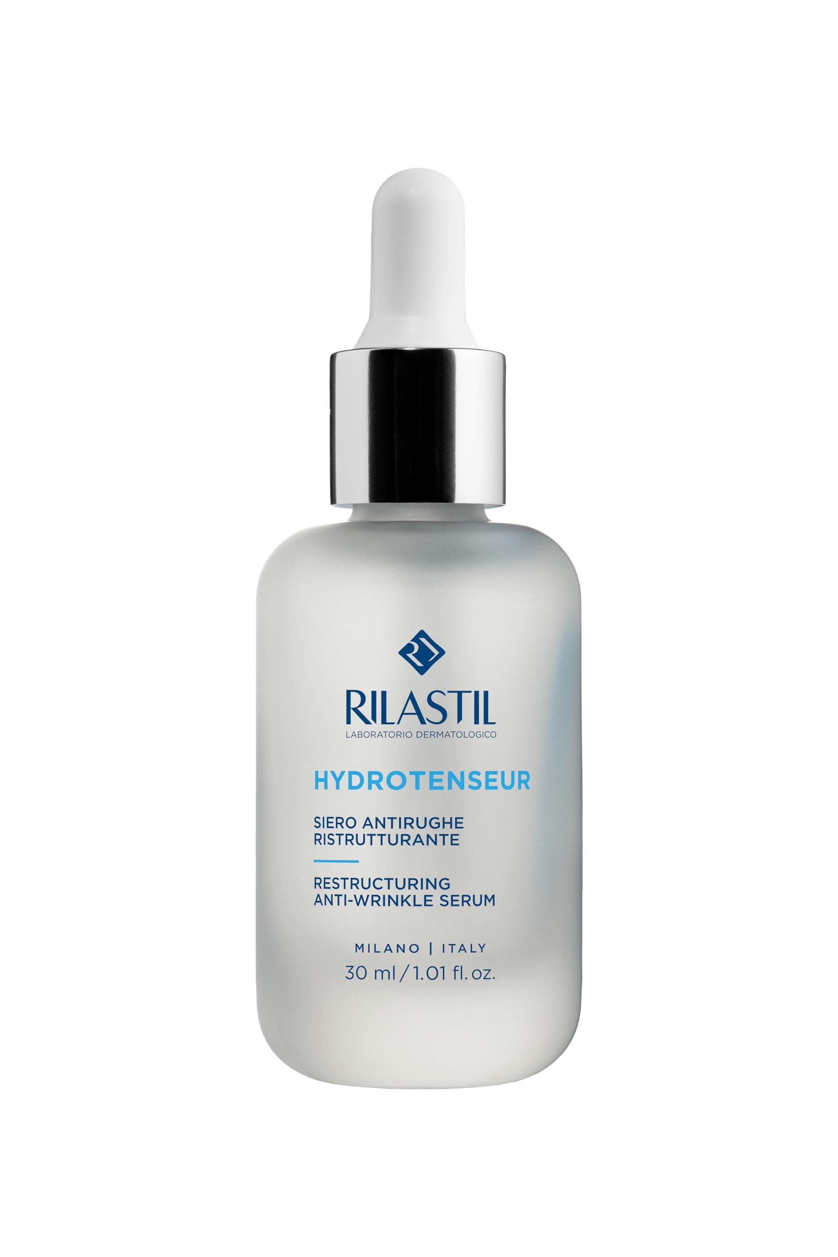 Rilastil Hydrotenseur Siero Antirughe Ristrutturante, Azione Elasticizzante con Acido Ialuronico, Texture Setosa per Tutti i Tipi di Pelle, Confezione da 30 ml