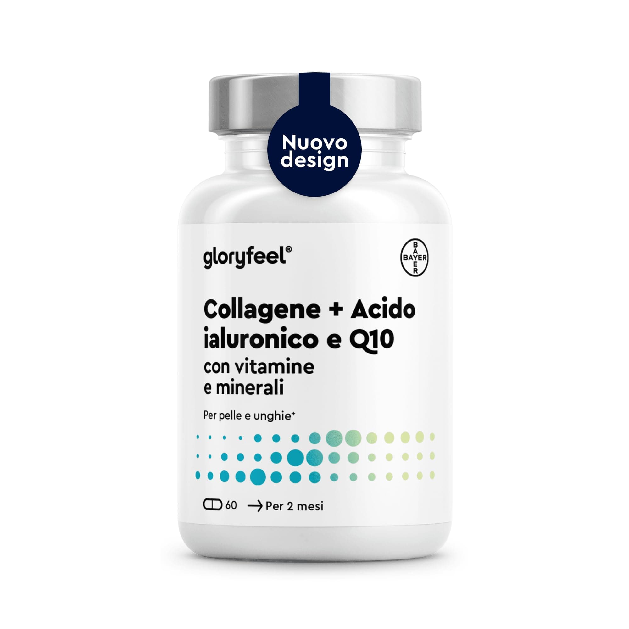Collagene Marino con Acido Ialuronico, con Coenzima Q10, Vitamina C e Zinco, Vitamine A, B12, D3, Magnesio, 60 Capsule, Collagene Marino Idrolizzato, Collagene Integratore Pelle, Ossa e Articolazioni