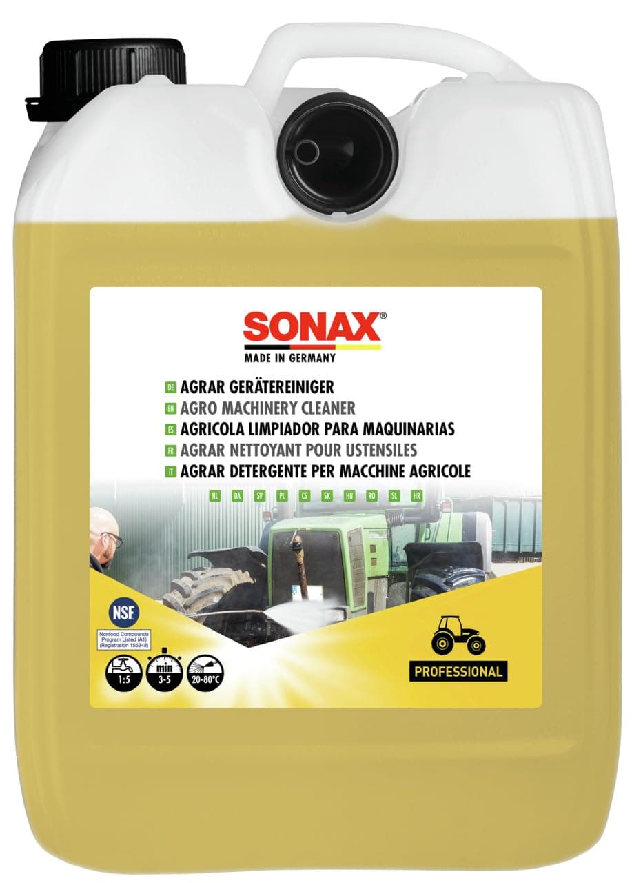 SONAX AGRAR GeräteReiniger (5 Liter) für landwirtschaftliche Fahrzeuge, Maschinen und Anlagen sowie zur Werkstattreinigung | Art-Nr. 07055000