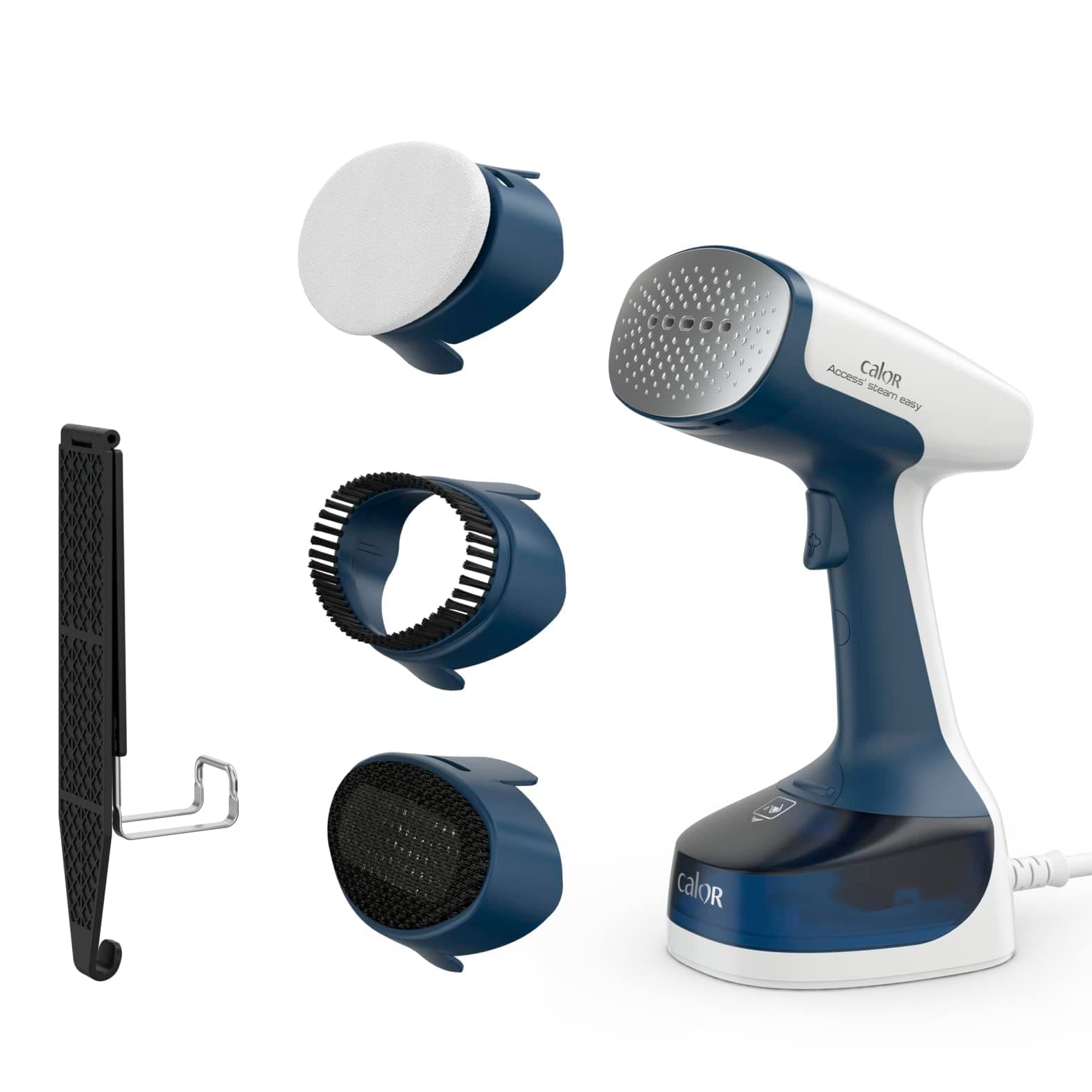 Calor Access Steam Easy Défroisseur vapeur, 1400 W, Débit vapeur 25 g/min, Temps de chauffe 15 secondes, Brosses microfibre anti-poussière, tissus épais, tissus délicats, Crochet porte, Bleu DT7170C0